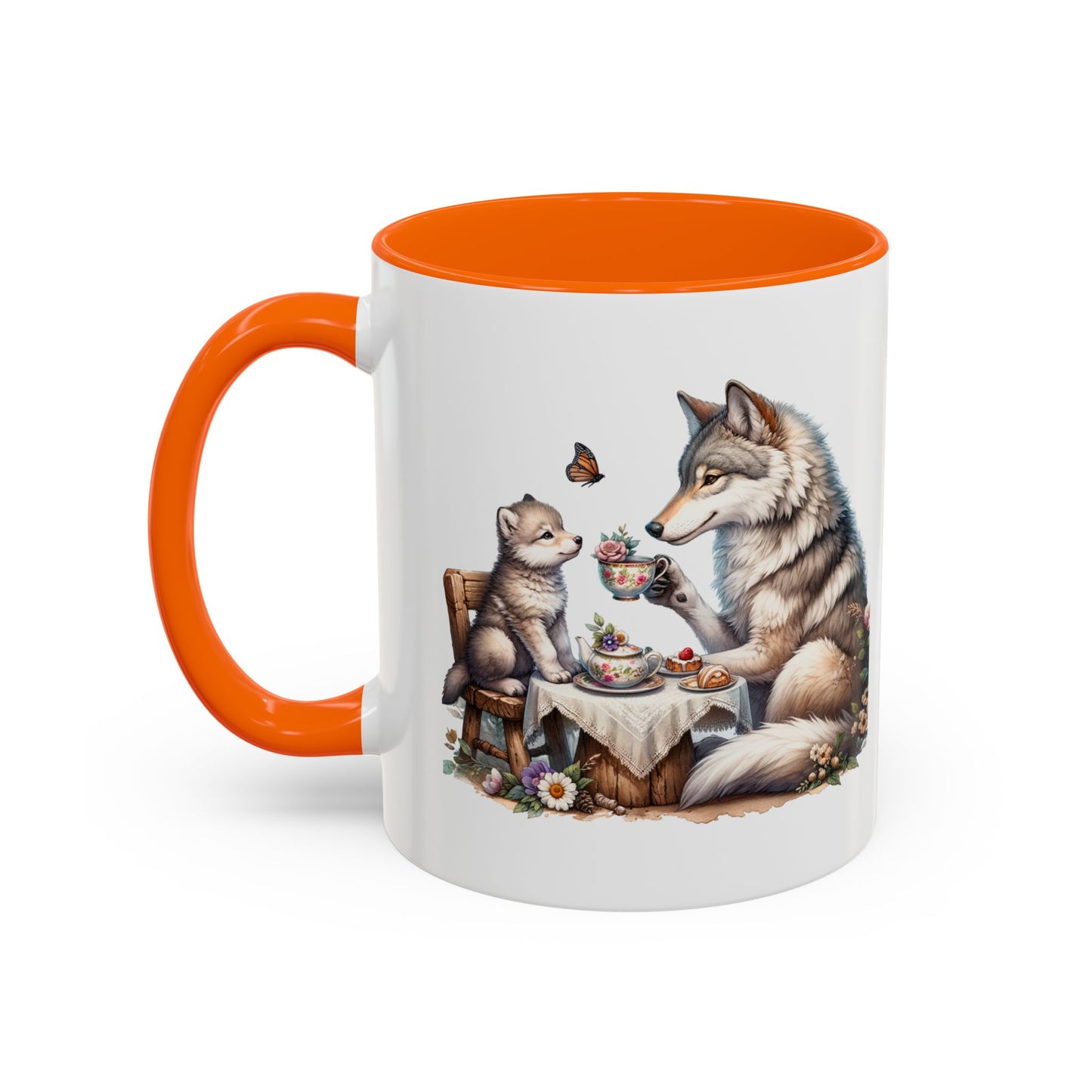 Whimsical Wolf Tea Time Mug | Cute Animal Coffee Cup, Gifts for Animal Lovers, Home Decor, Cozy Kitchen, Unique Gift Idea