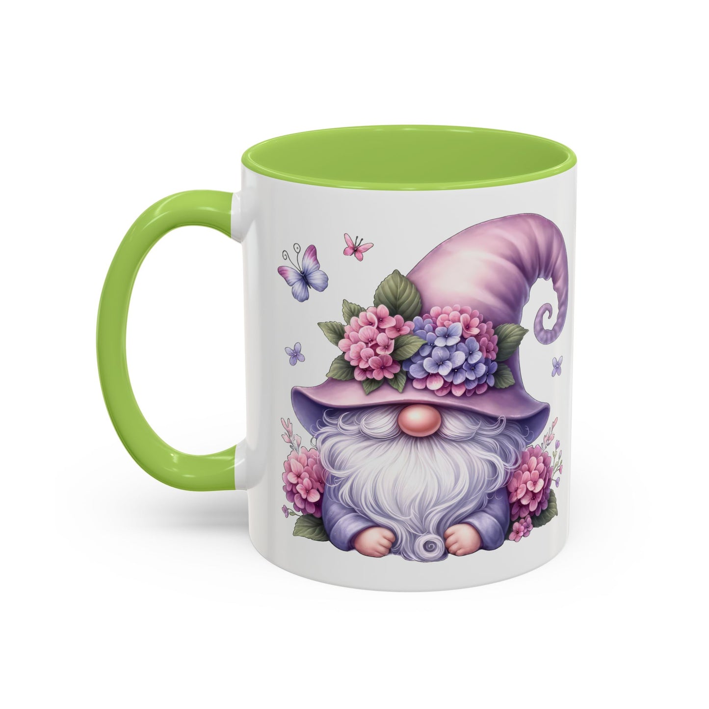 Gnome Floral Accent Coffee Mug, Cute Gnome Mug, Gift for Garden Lovers, Mother's Day Coffee Cup, Spring Decor, Personalized Mug