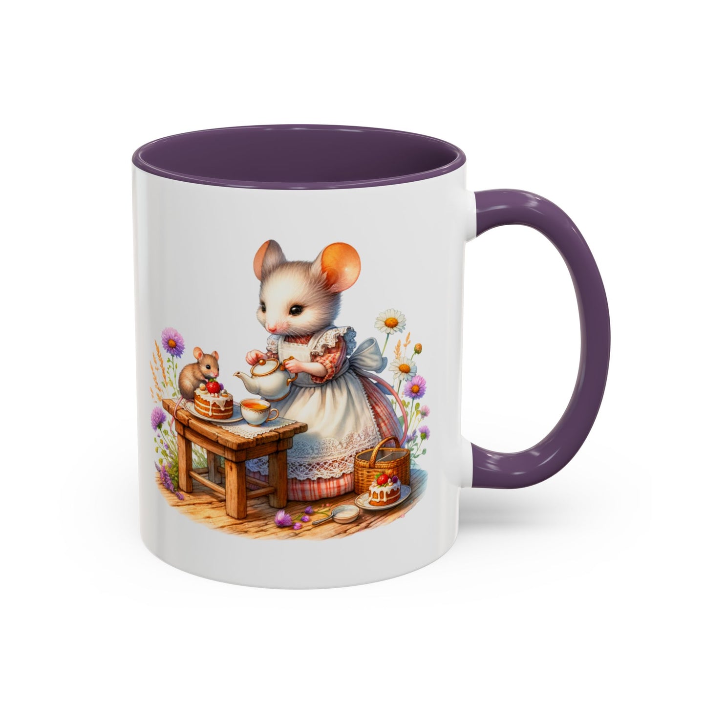Adorable Mouse Kitchen Coffee Mug, Cute Animal Mug, Gift for Baking Lovers, Cozy Home Decor, Kitchenware, Tea Mug, Floral Design