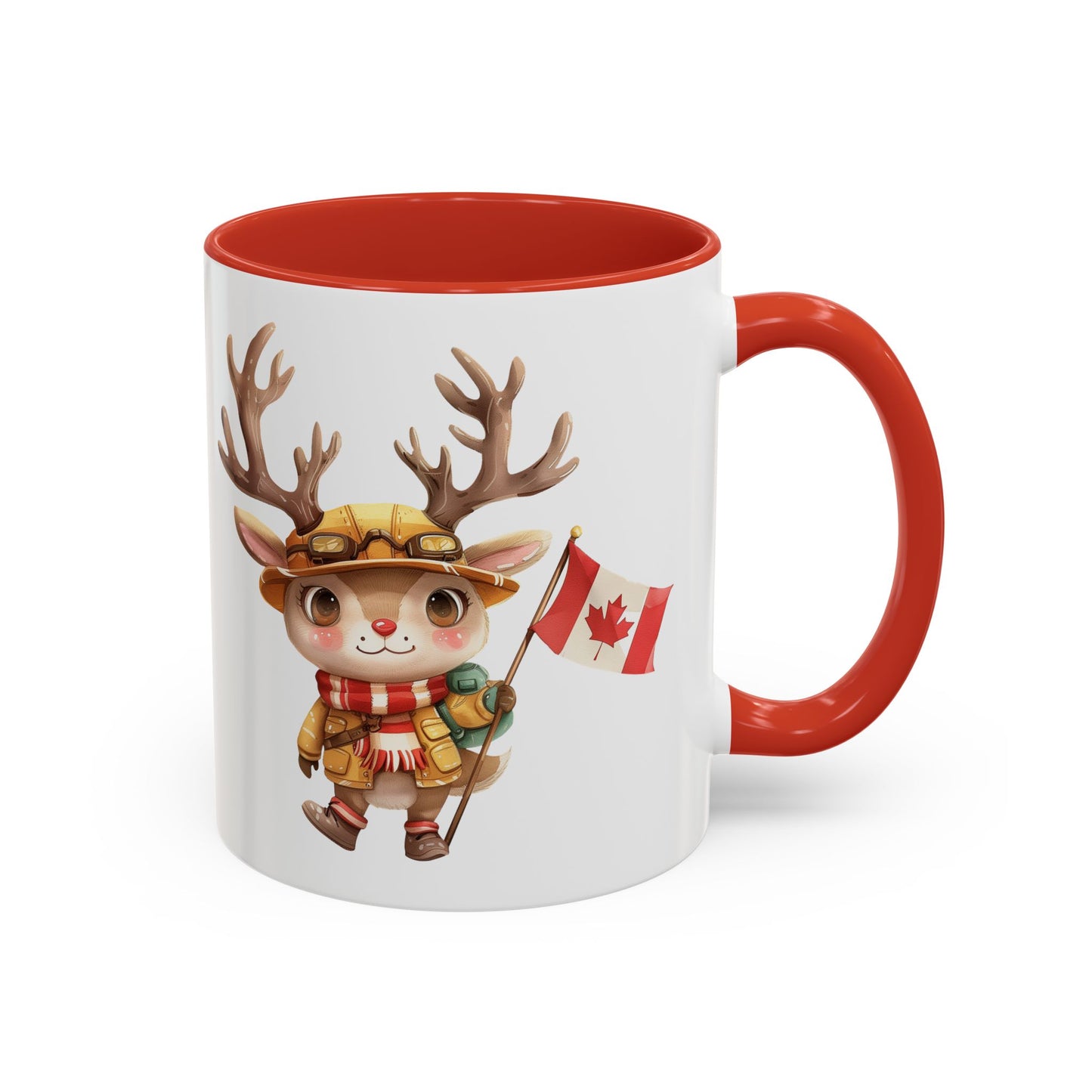 Cute Canadian Reindeer Mug, Accent Coffee Cup for Animal Lovers, Holiday Gift, Cute Kitchen Decor, Seasonal Drinkware