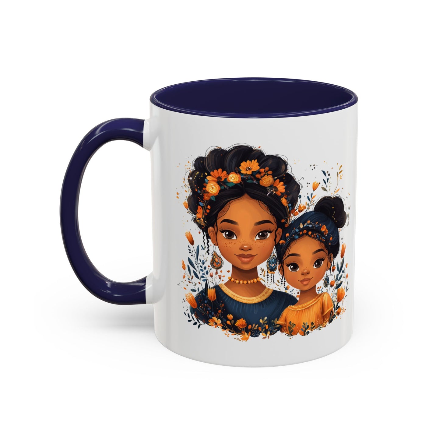 Cute Floral Accent Mug for Coffee Lovers, Gift for Moms, Family Bonding, Fall Decor, Unique Tea Mug