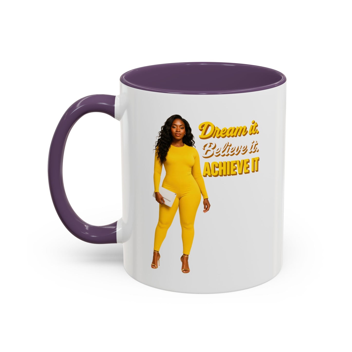 Inspiring Accent Coffee Mug - Dream It, Believe It, Achieve It, Motivational Gift, Coffee Lovers, Home Office Decor