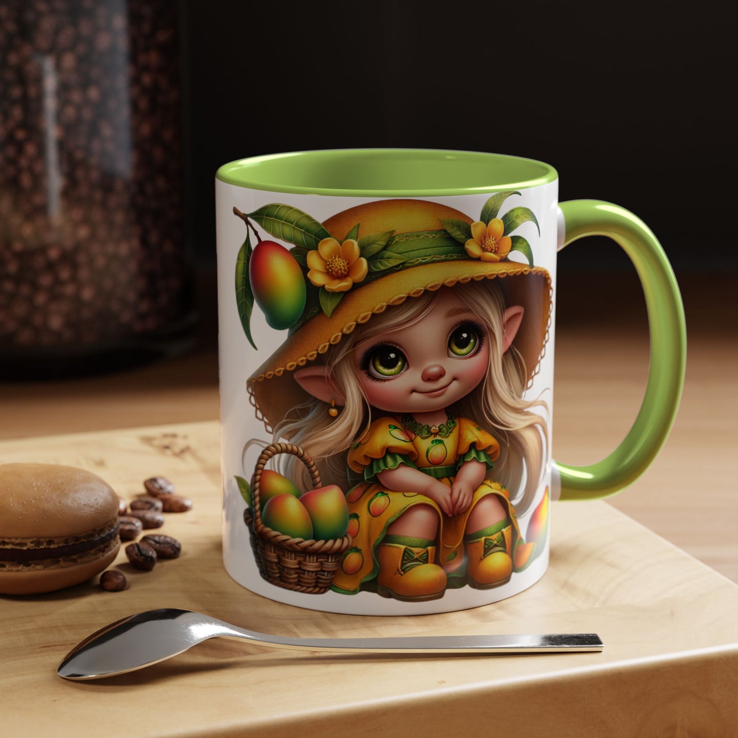 Cute Mango Fairy Accent Coffee Mug - Whimsical 11oz & 15oz