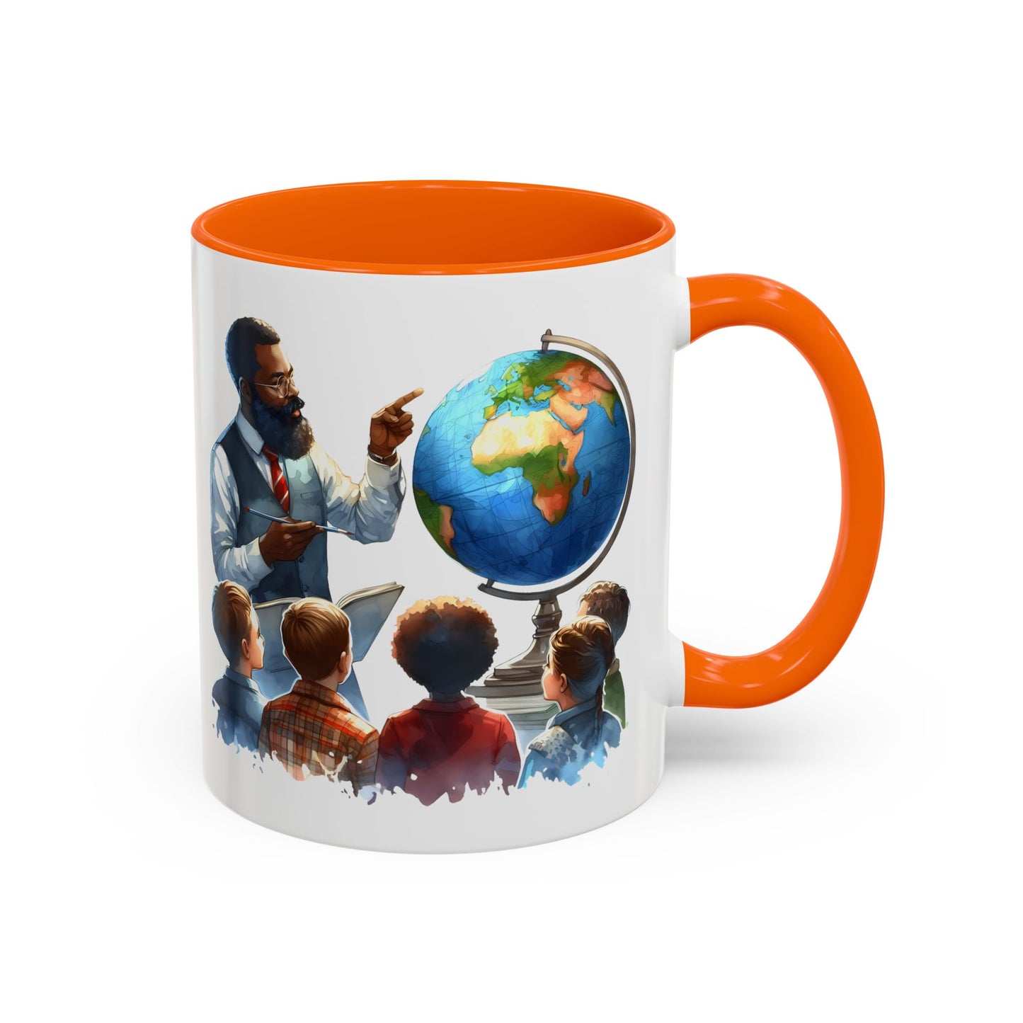 World Teacher Accent Coffee Mug - Inspiring Gift for Educators, Classroom Decor, Study Sessions, Teacher Appreciation, Travel Enthusiasts