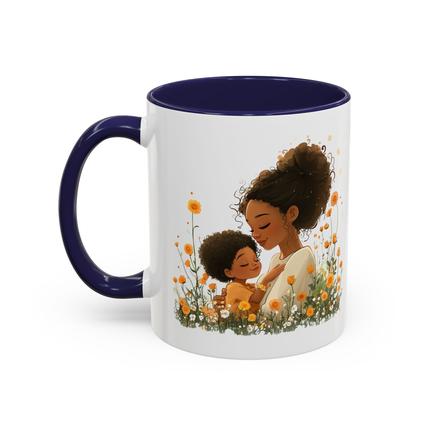 Emotional Motherhood Coffee Mug, Floral Mom & Child, Gift for Mother's Day, Family Bonding, Cozy Drinkware, Home Decor