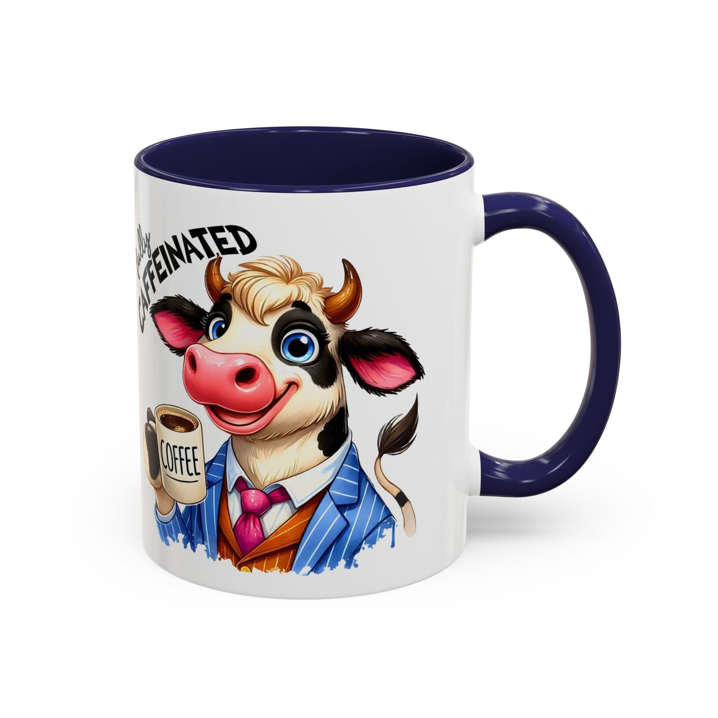 Caffeinated Cow Mug, Cute Animal Coffee Cup, Farmhouse Kitchen Gift, Fun Ceramic Mug for Coffee Lovers, Unique Drinkware for Holidays