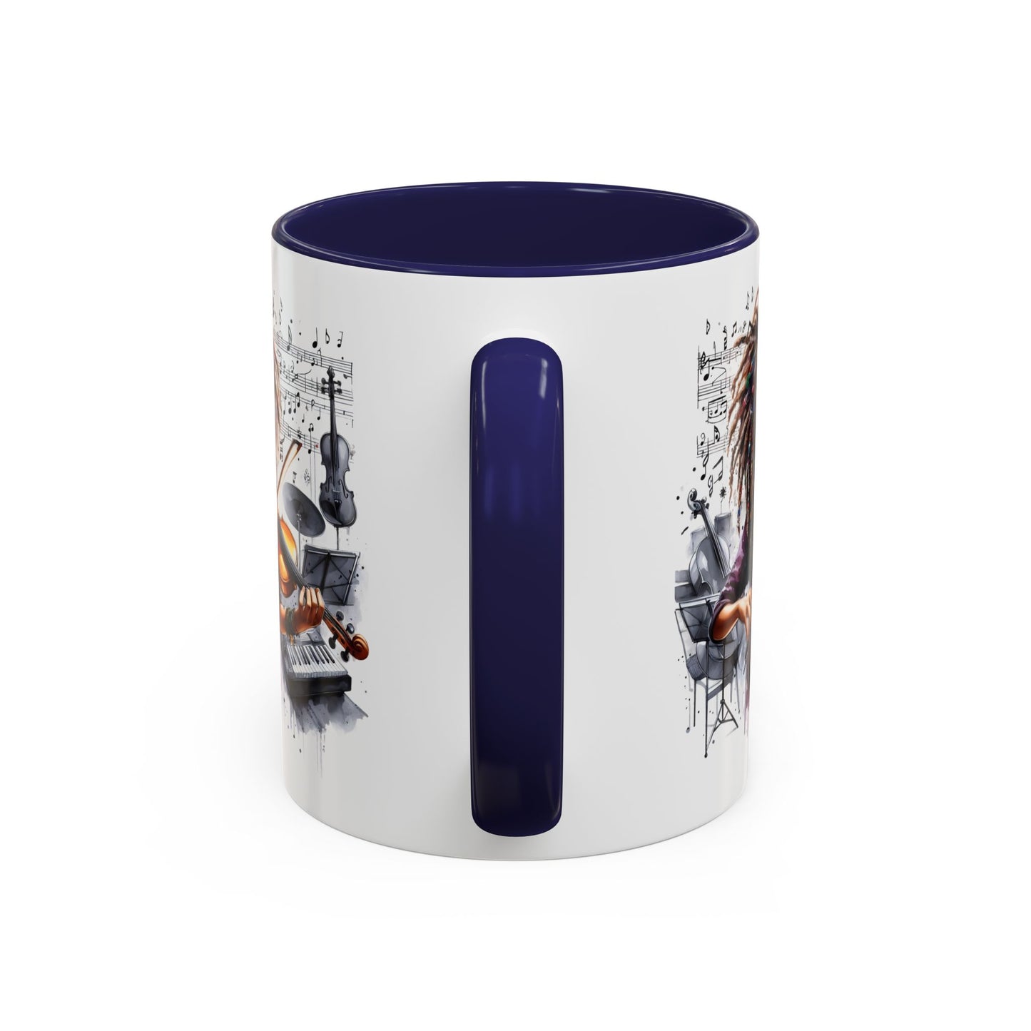 Musical Accent Coffee Mug, Music Lover Gift, Black and White Mug, Jazz Theme Mug, Artist Appreciation