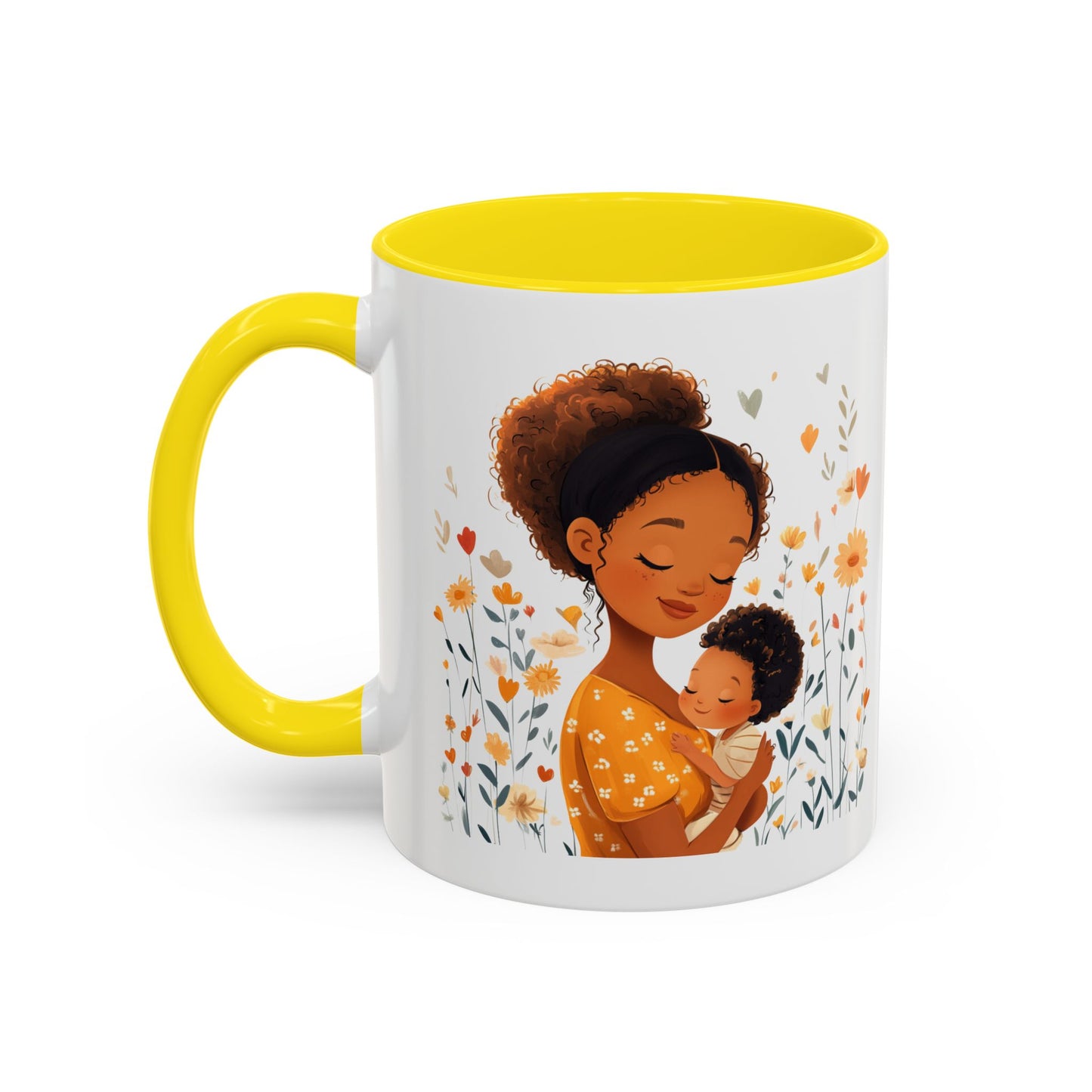 Warmth & Love Mug, Floral Mother & Child Coffee Cup, Gift for Mom, Cozy Drinkware, Baby Shower Mug, Family Bonding