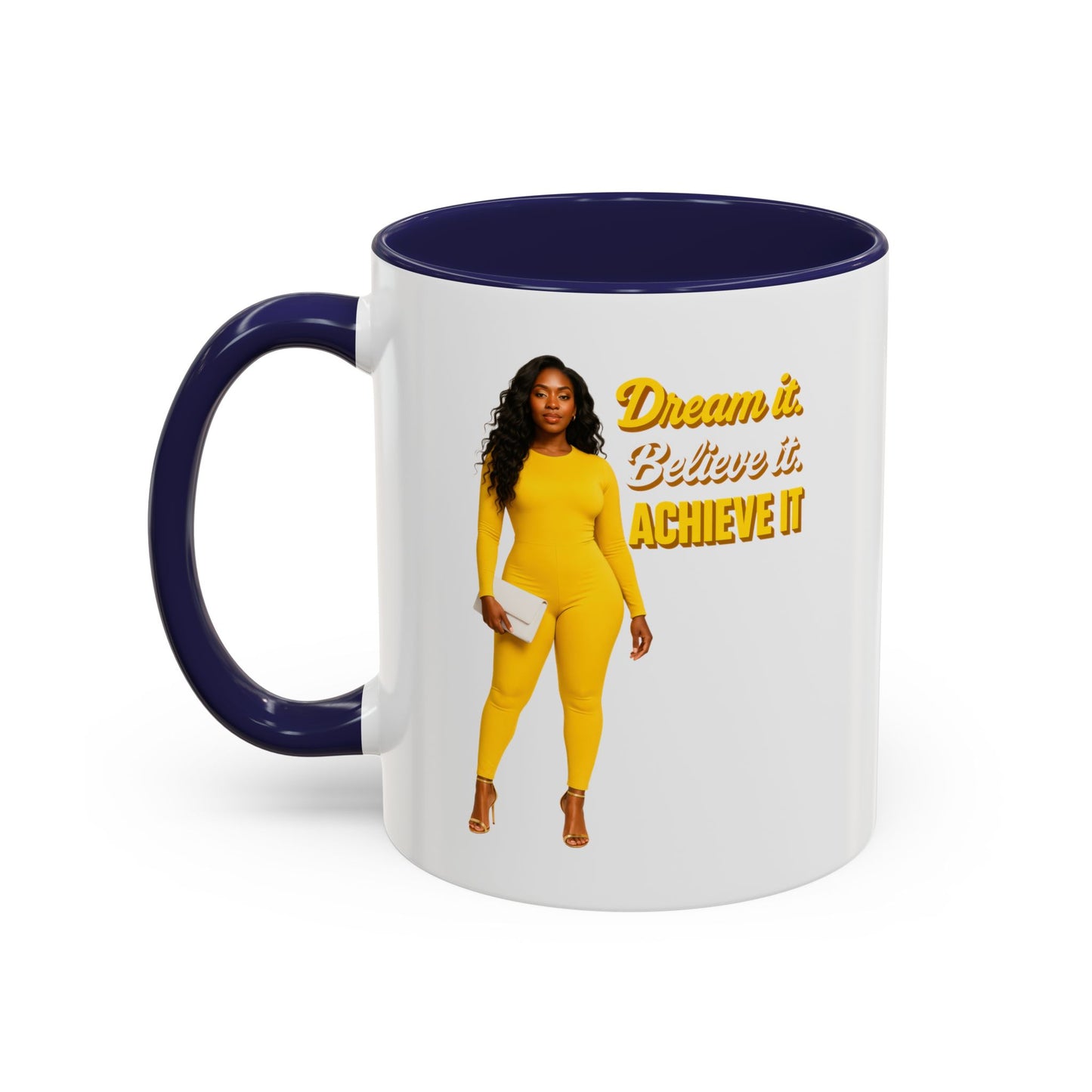 Inspiring Accent Coffee Mug - Dream It, Believe It, Achieve It, Motivational Gift, Coffee Lovers, Home Office Decor