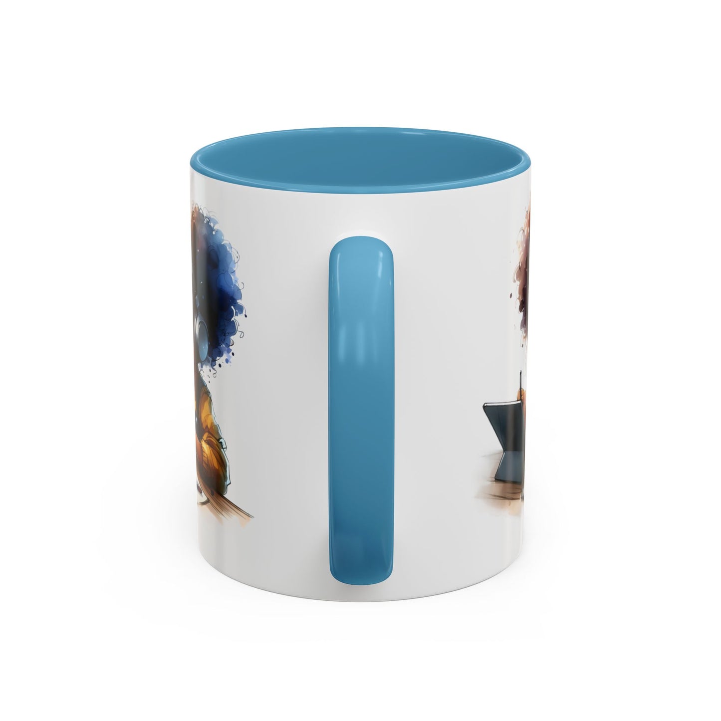 Vibrant Kid's Study Mug, Art Inspired Coffee Cup, Black Handle Tea Mug, Creative Gift for Students, Birthday Present