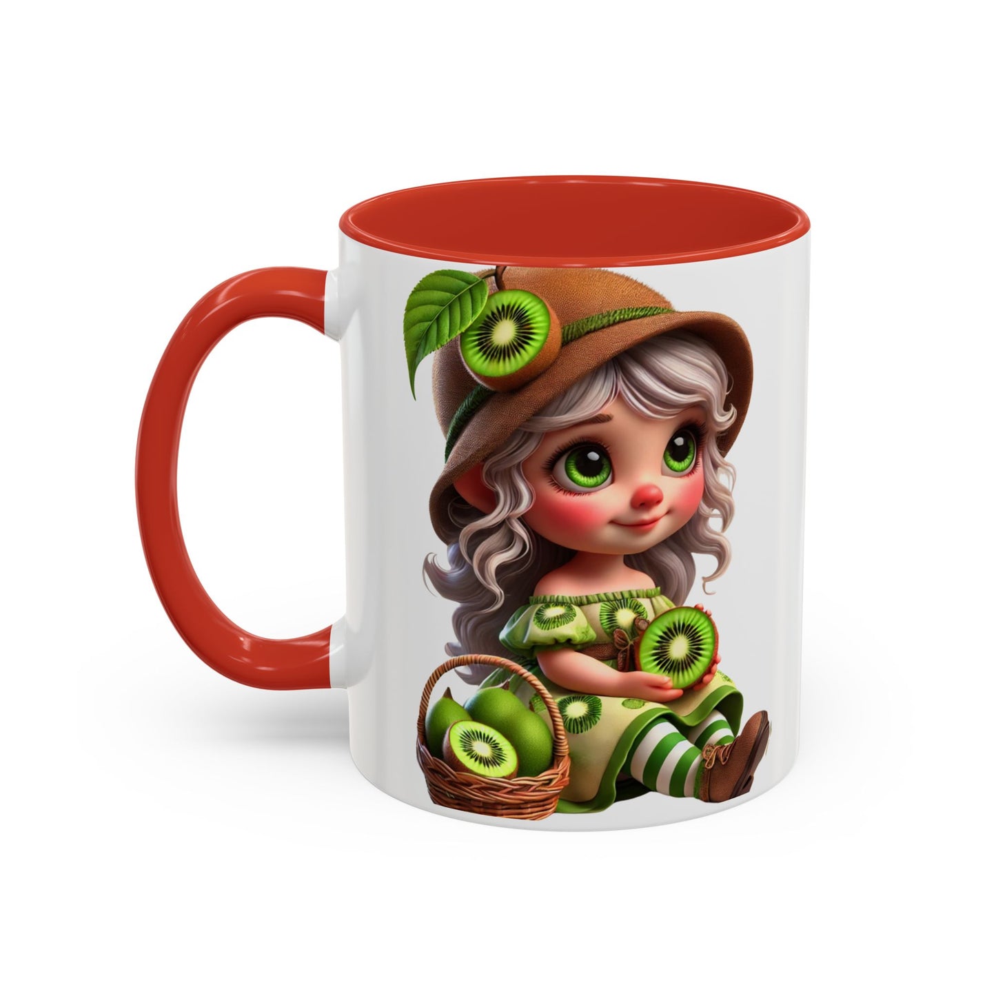 Whimsical Kiwi Accent Coffee Mug - Adorable Greenery Design for Nature Lovers