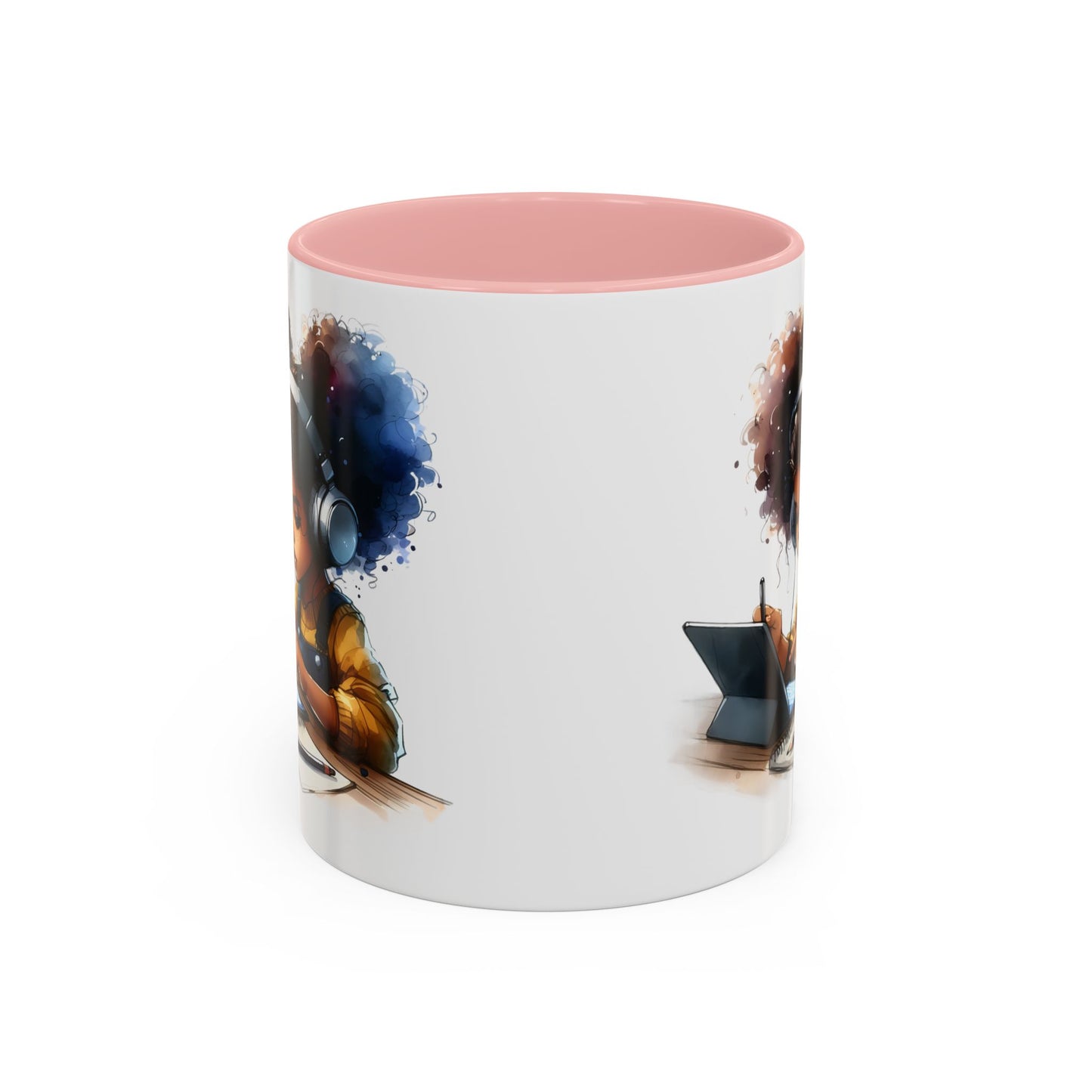 Vibrant Kid's Study Mug, Art Inspired Coffee Cup, Black Handle Tea Mug, Creative Gift for Students, Birthday Present