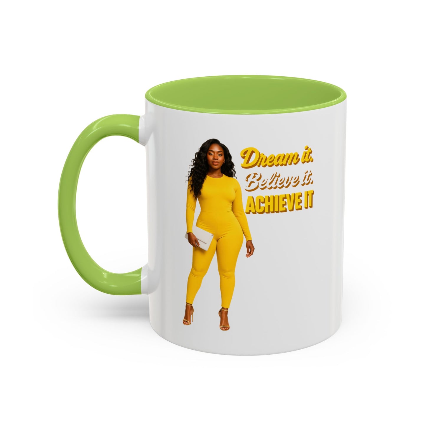 Inspiring Accent Coffee Mug - Dream It, Believe It, Achieve It, Motivational Gift, Coffee Lovers, Home Office Decor