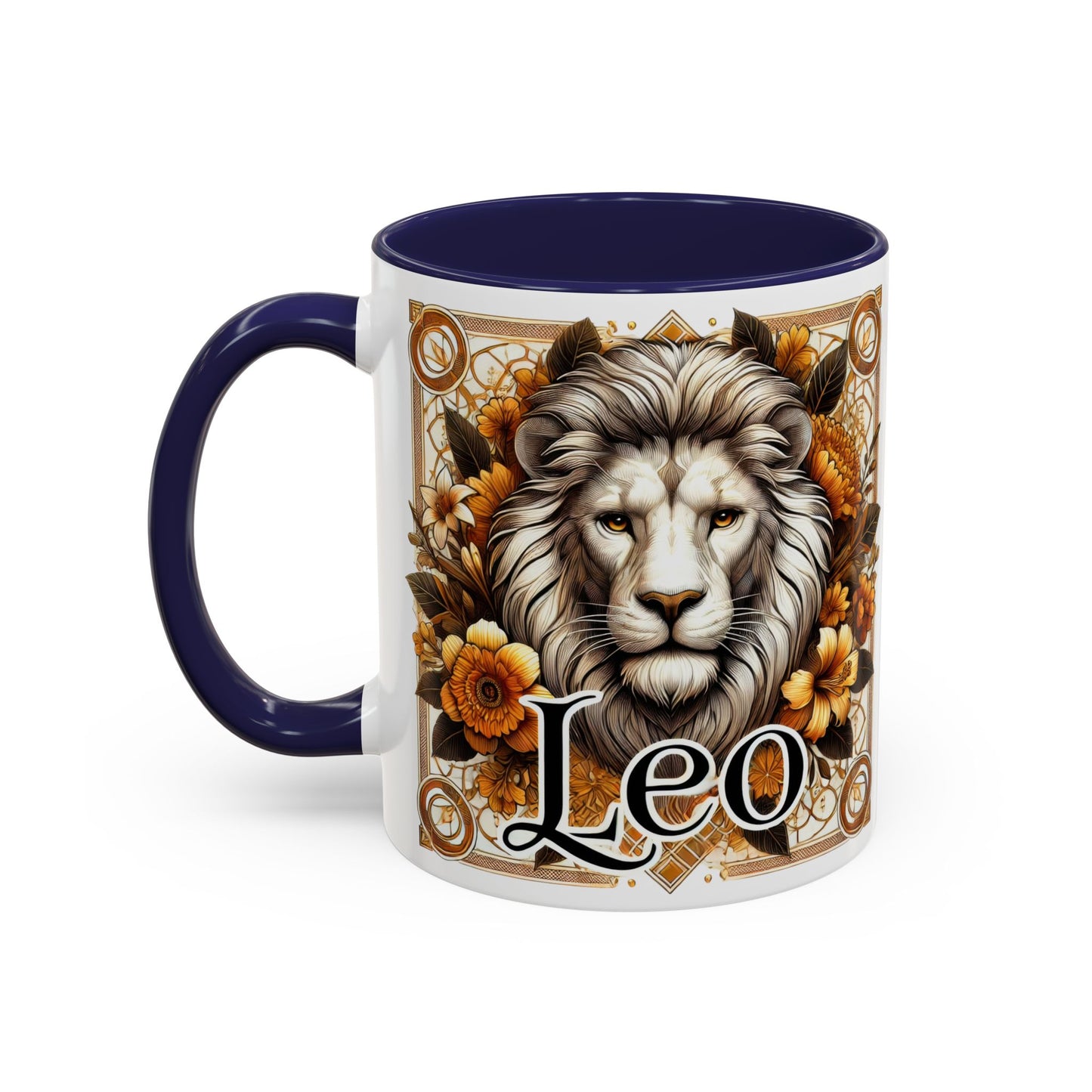 Leo Zodiac Accent Coffee Mug – Bold Floral Design for Astrology Lovers