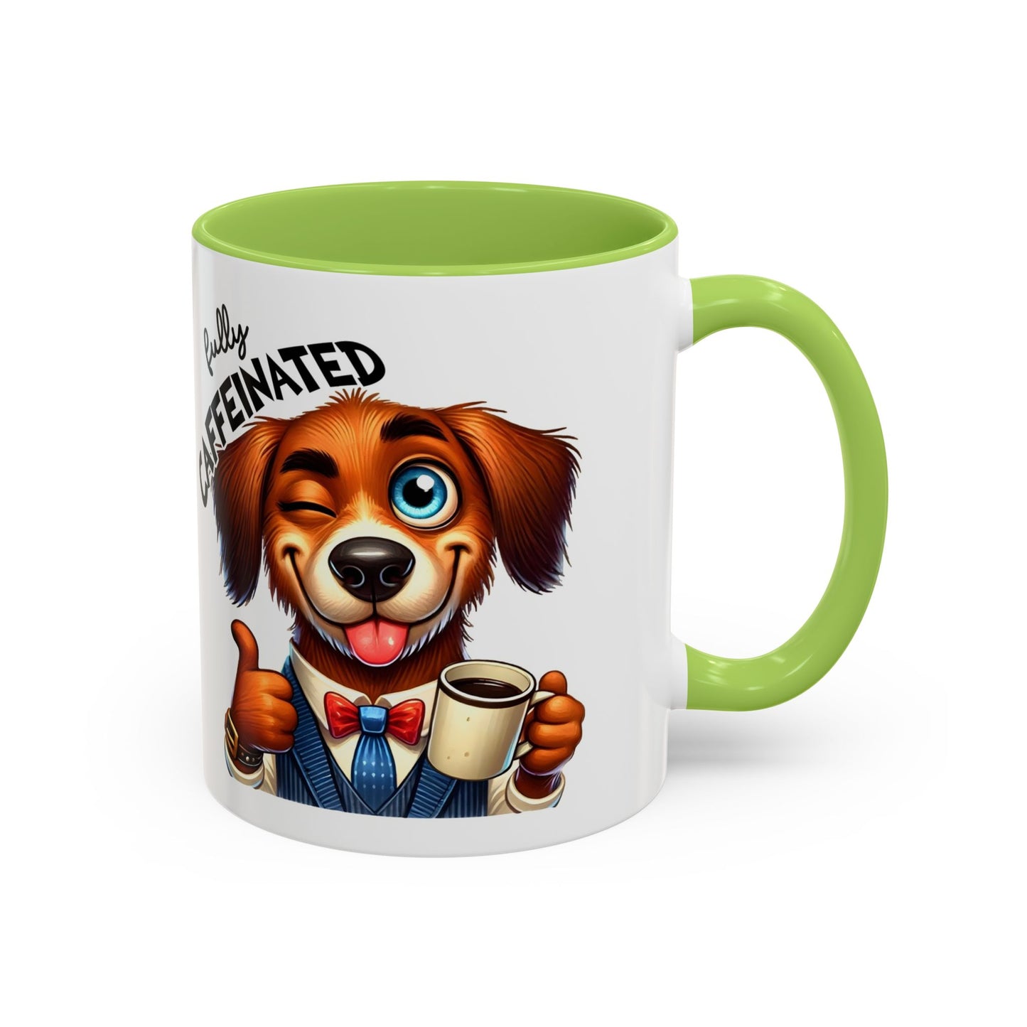 Caffeinated Dog Mug, Funny Pet Lover Coffee Cup, Gift for Dog Owners, Cute Animal Drinkware, Whimsical Home Decor