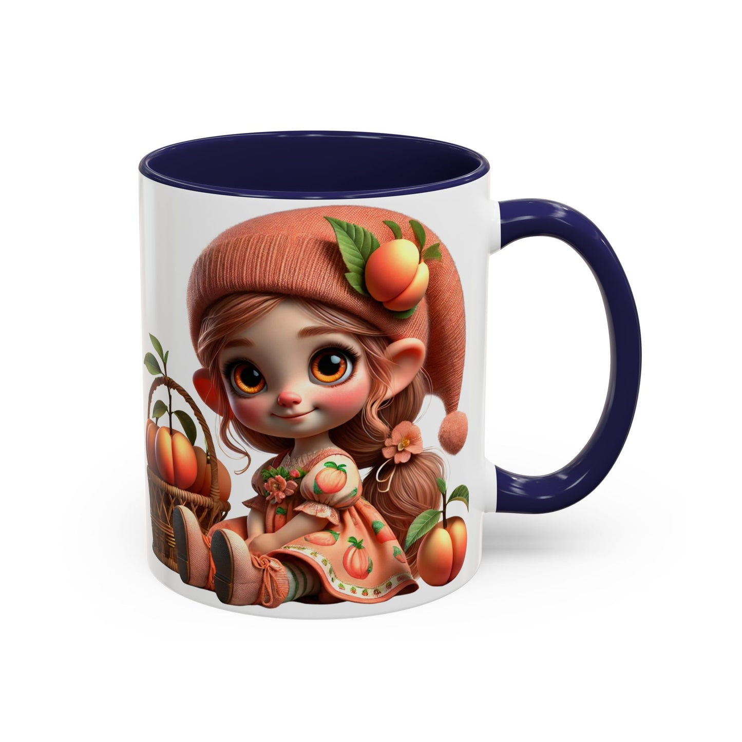 Cute Peach Character Accent Coffee Mug - Ideal for Cozy Mornings