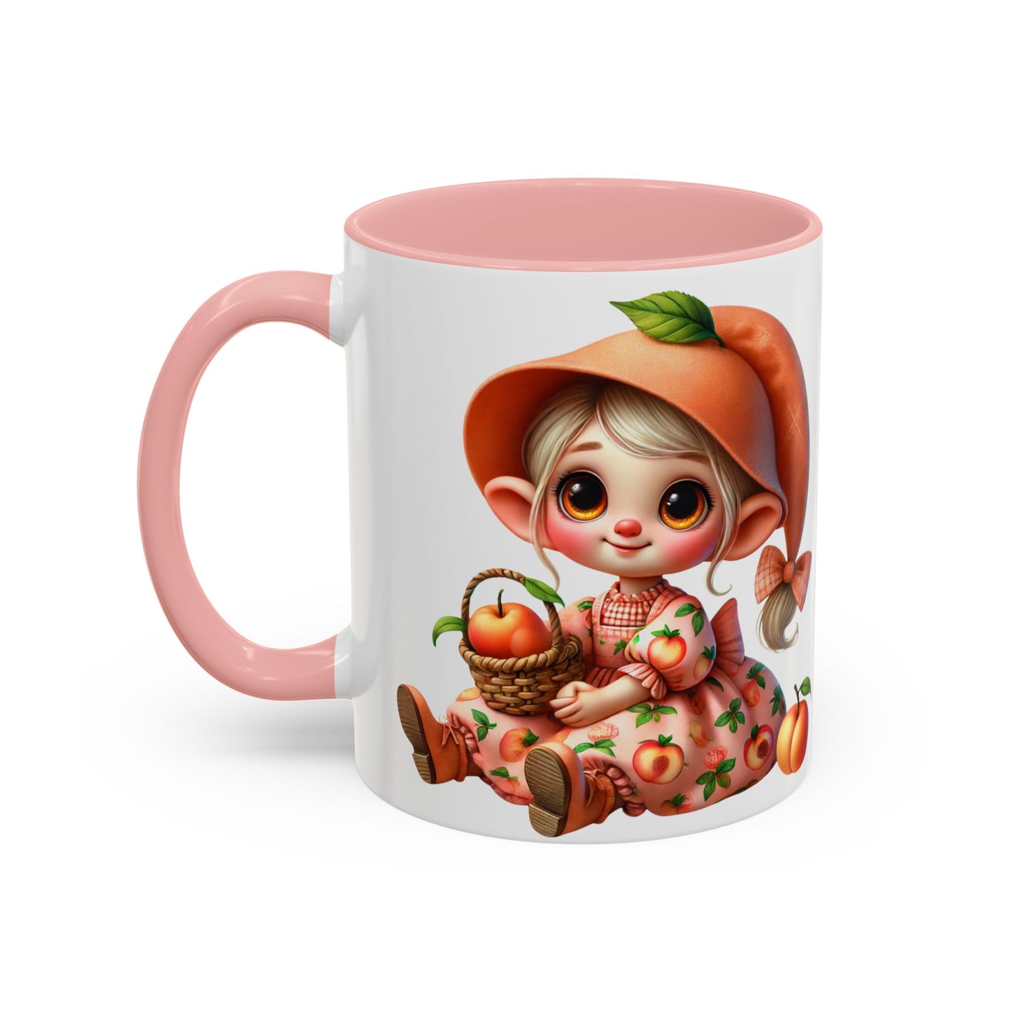 Cute Peach Character Accent Coffee Mug - 11 & 15oz