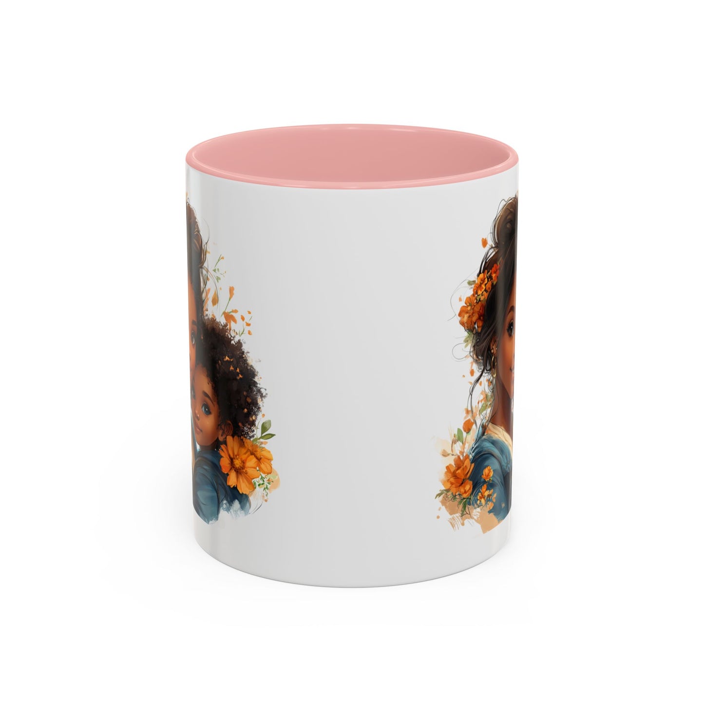 Embrace Love Accent Coffee Mug, Floral Mug, Motherhood Gift, Family Bonding, Personalized Drinkware