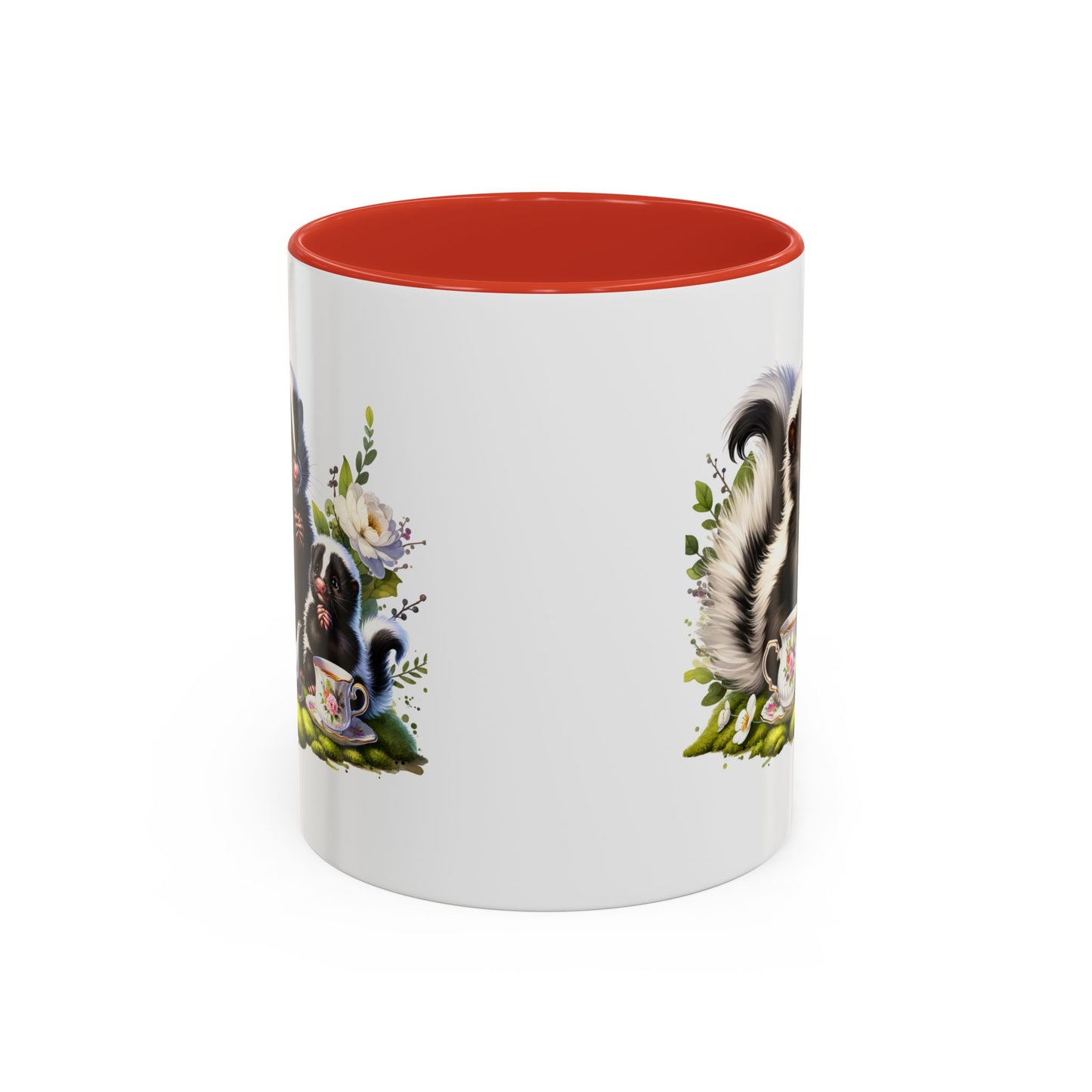 Whimsical Skunk Accent Coffee Mug - Cute Animal Art, Gift for Nature Lovers, Floral Design, Tea and Coffee Enthusiasts, Home Decor
