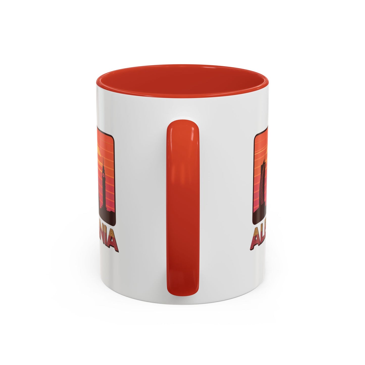 Albania Sunrise Accent Coffee Mug | Retro Travel Mug | Gift for Coffee Lovers | Unique Home Decor | Custom Souvenir for Albania Enthusiasts