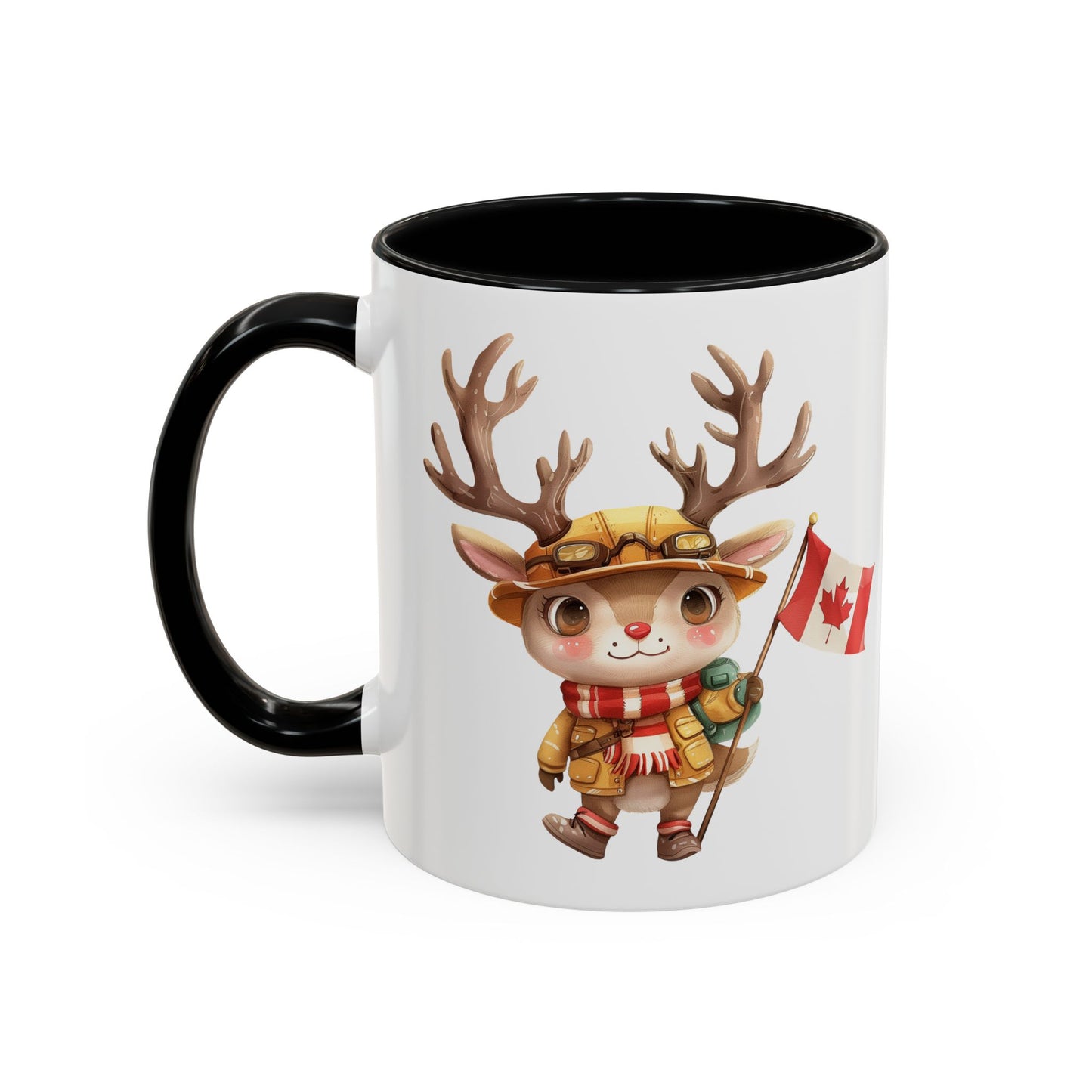 Cute Canadian Reindeer Mug, Accent Coffee Cup for Animal Lovers, Holiday Gift, Cute Kitchen Decor, Seasonal Drinkware