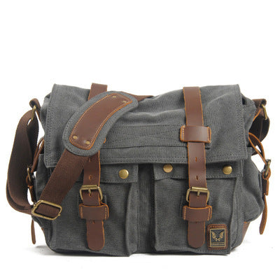 Canvas leather men's diagonal bag