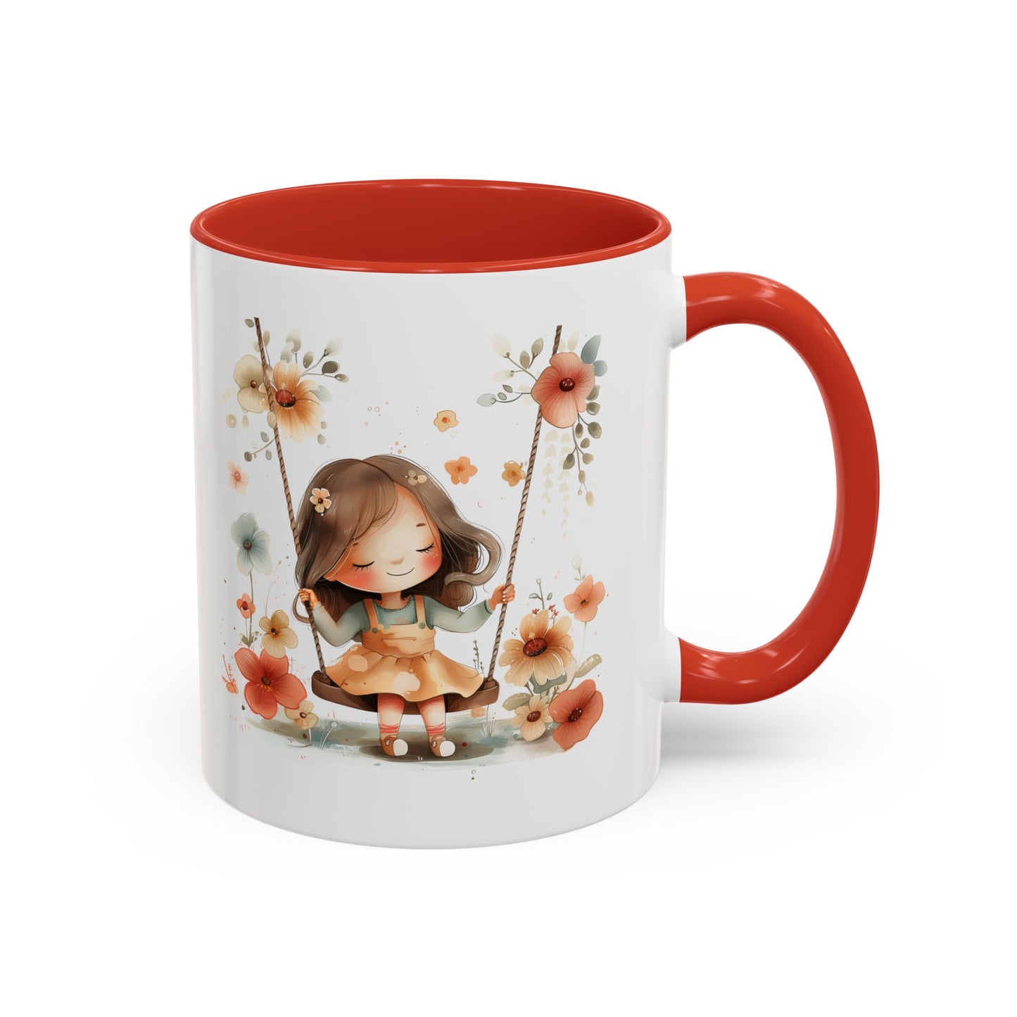 Floral Swing Coffee Mug - Whimsical Flower Design, Cute Gift for Tea Lovers, Boho Kitchen Decor, Birthday, Mother's Day