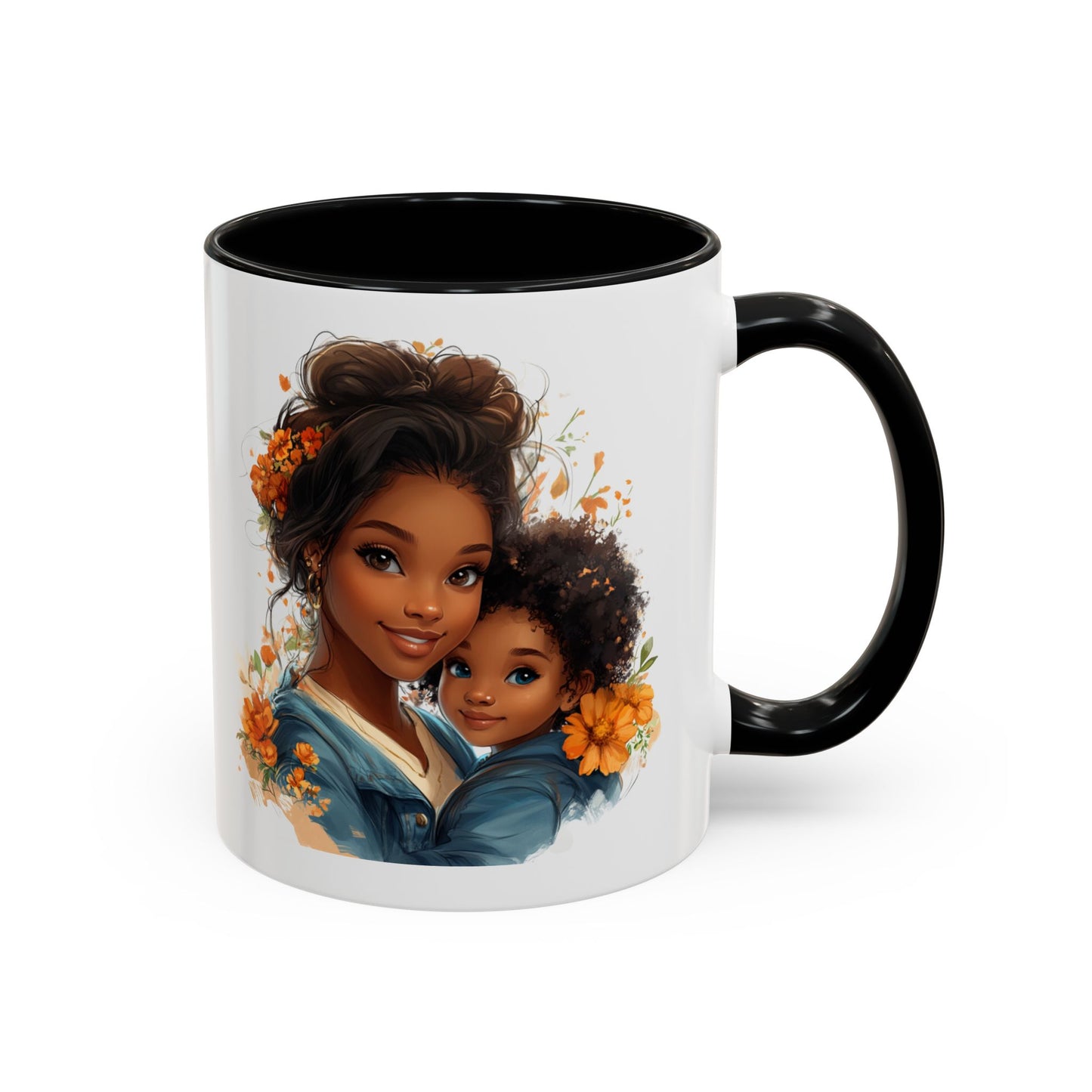 Embrace Love Accent Coffee Mug, Floral Mug, Motherhood Gift, Family Bonding, Personalized Drinkware