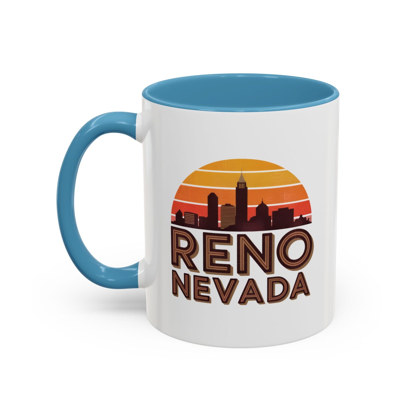 Reno Nevada Accent Coffee Mug | Retro Sunrise Design | Perfect Gift, Kitchen Decor, Souvenir, Coffee Lovers, Travel Mug