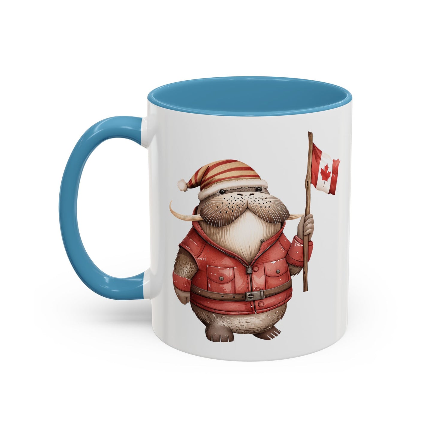 Canadian Holiday Accent Coffee Mug - Adorable Walrus with Flag, Gift for Canada Day, Cute Decor, Coffee Lover, Kitchen Accessory