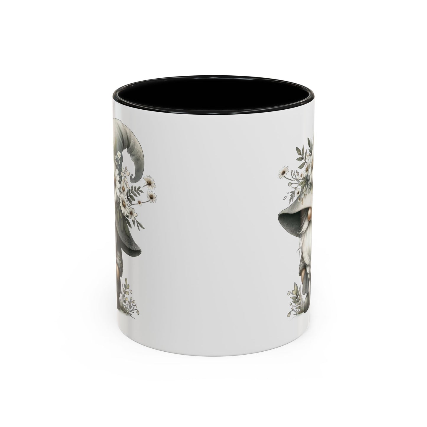 Whimsical Gnome Coffee Mug, Cute Floral Mug, Gift for Garden Lovers, Accent Mug for Coffee, Tea, and Hot Cocoa