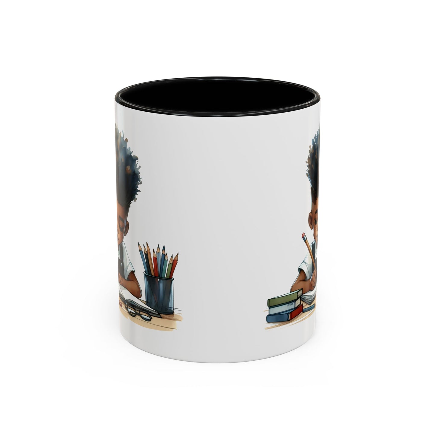 Creative Kids Coffee Mug, Black Accent Mug, Cute Student Gift, Kids Artwork Mug, Back-to-School Coffee Cup, Educational Gift Idea