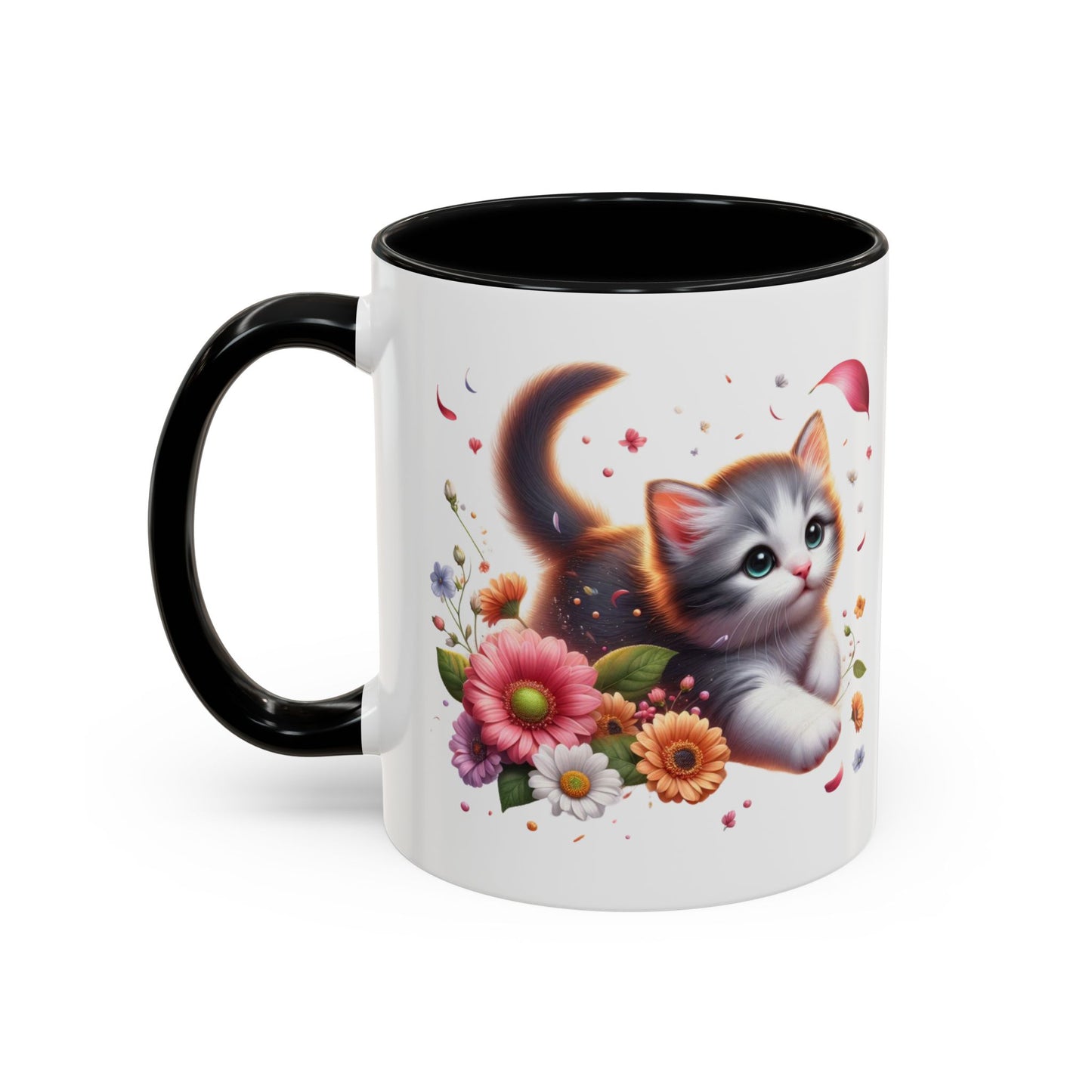 Whimsical Cat Coffee Mug | Cute Pet Lovers Gift | Floral Design | 11 & 15oz | Perfect for Birthdays, Anniversaries, Cat Enthusiasts