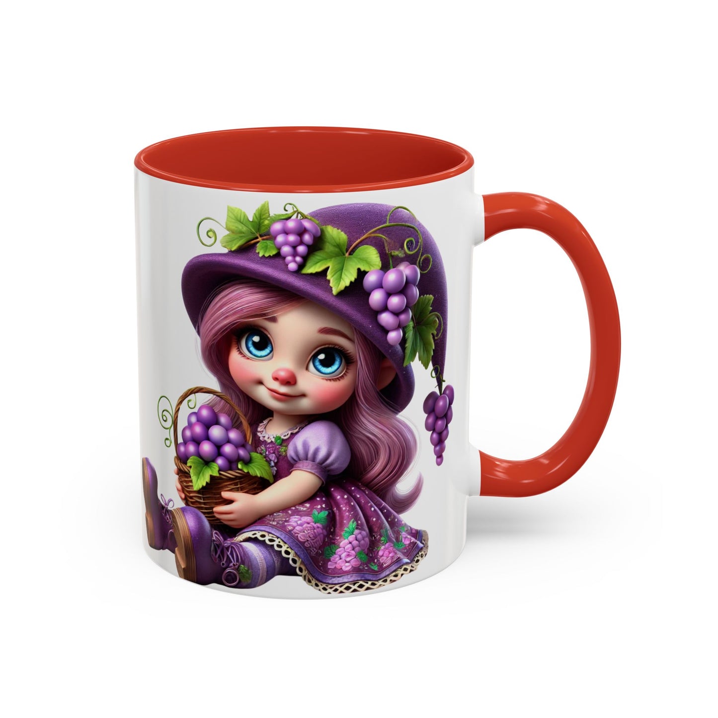 Whimsical Grape Girl Coffee Mug - Fun 11oz & 15oz Accent Mugs for Kids and Wine Lovers