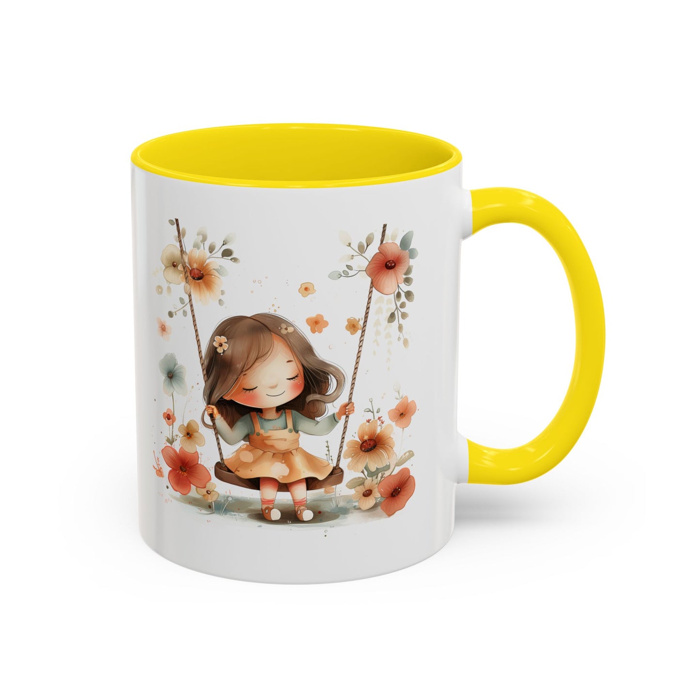 Floral Swing Coffee Mug - Whimsical Flower Design, Cute Gift for Tea Lovers, Boho Kitchen Decor, Birthday, Mother's Day