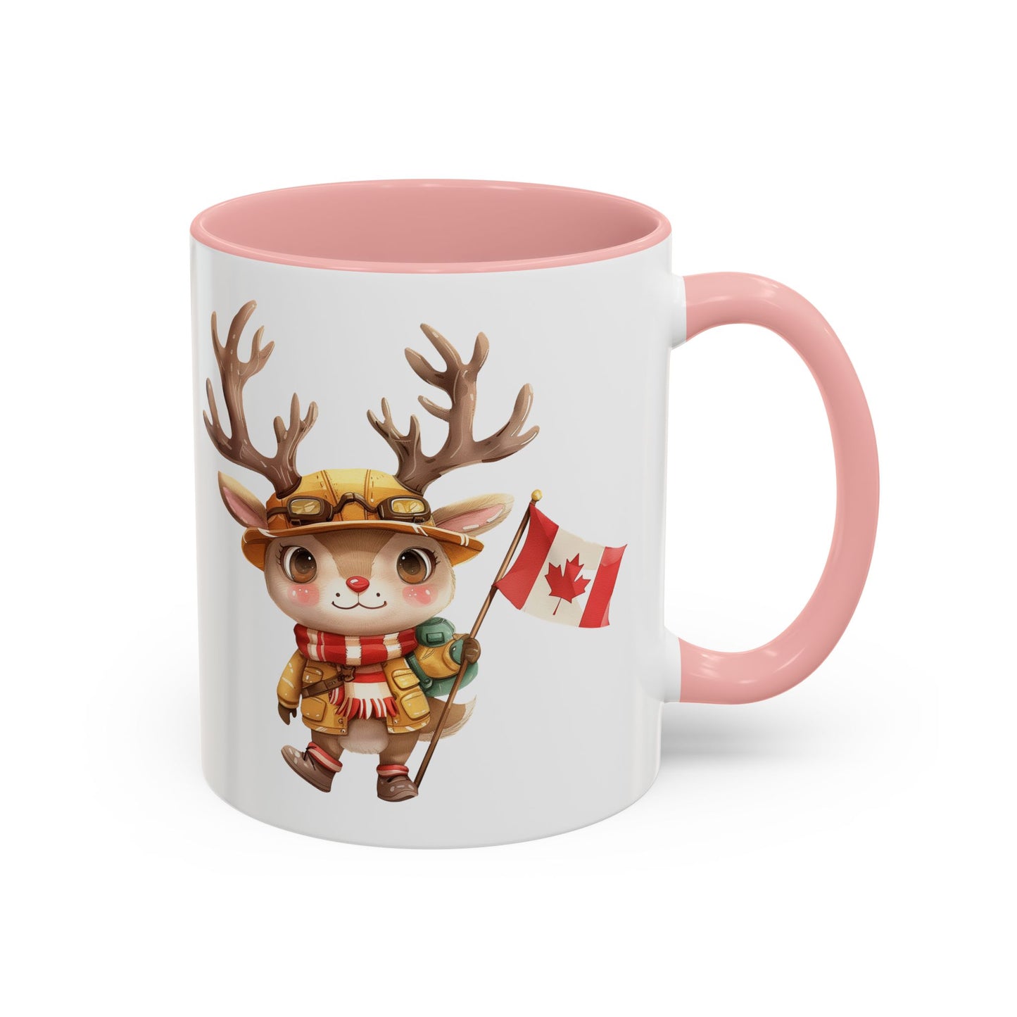 Cute Canadian Reindeer Mug, Accent Coffee Cup for Animal Lovers, Holiday Gift, Cute Kitchen Decor, Seasonal Drinkware
