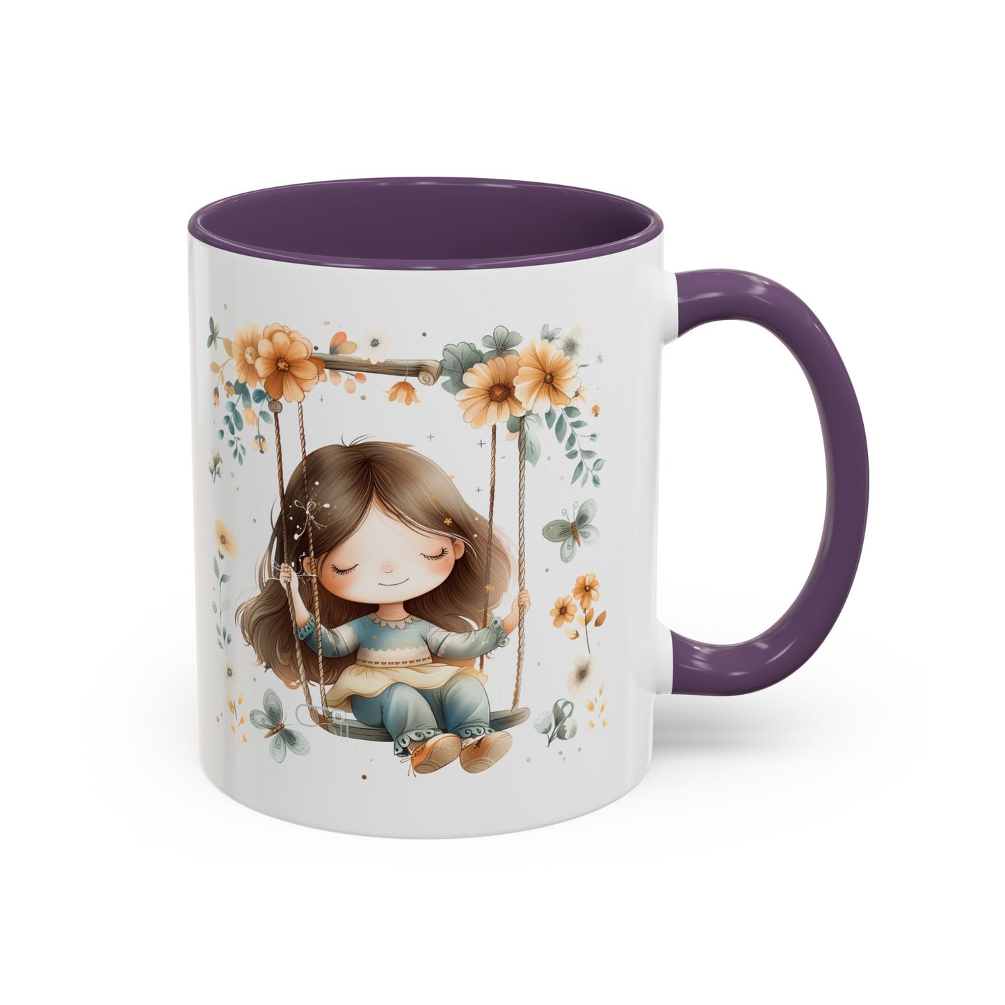 Whimsical Floral Swing Accent Coffee Mug, Cute Gift for Tea Lovers, Cozy Home Decor, Ideal for Birthdays, Mother’s Day, Girlfriend Gift