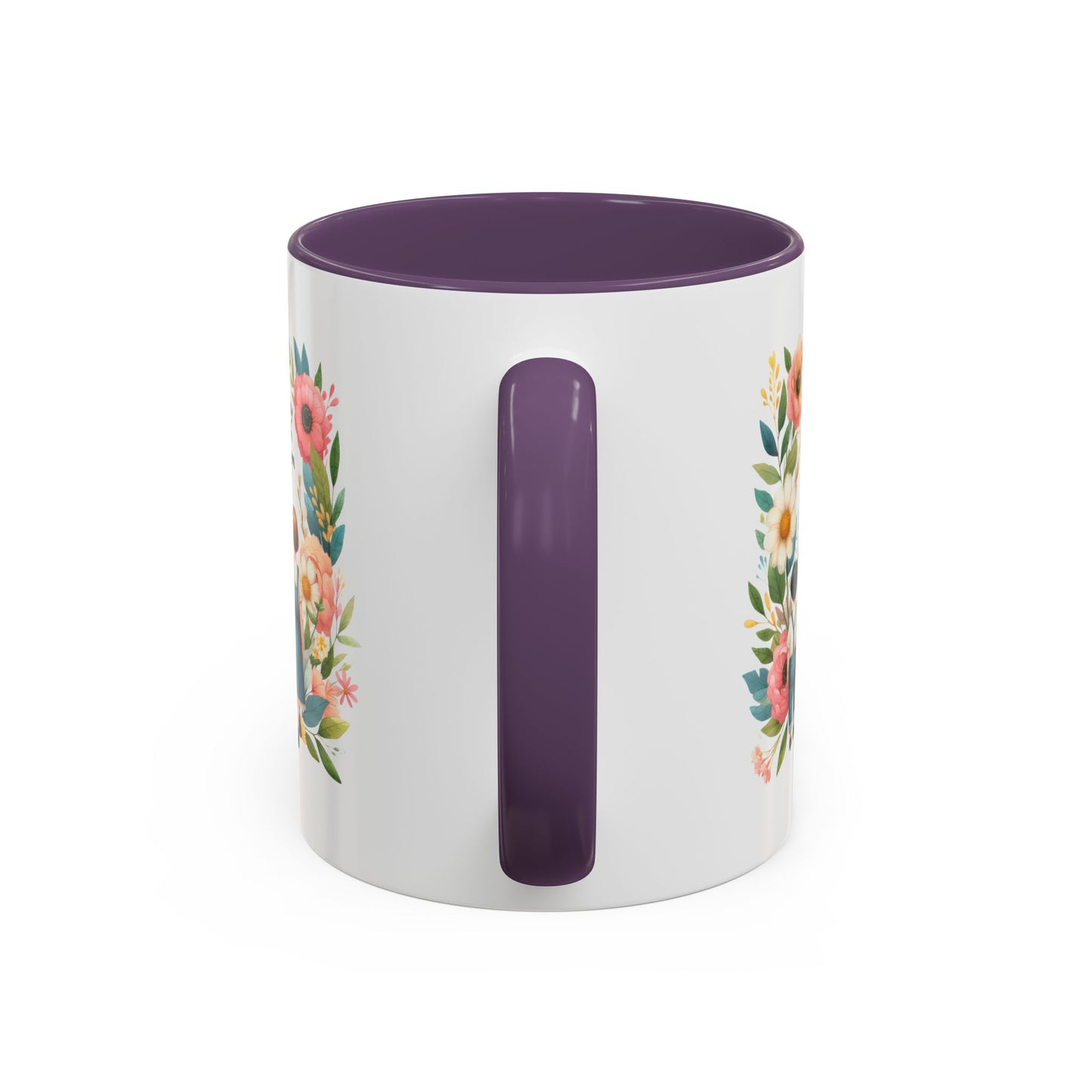 A Day with Mom Accent Coffee Mug - Floral Design, Gift for Mom, Mother's Day, Family Moments, Coffee Lover