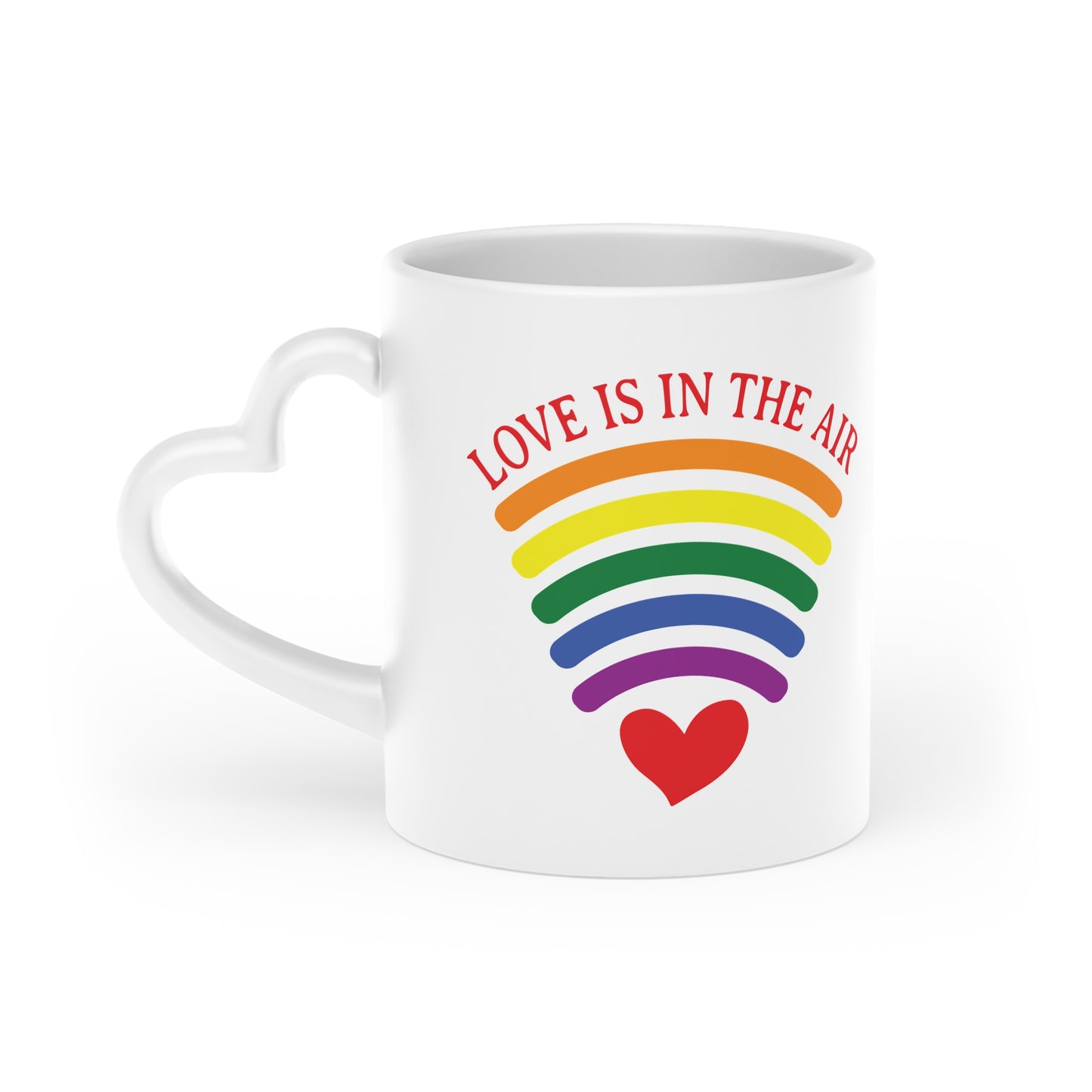 Romantic Heart-Shaped Mug, Gift for Him or Her, Valentine's Day Cup, Love is in the Air Mug, Colorful Coffee Mug, Cute Couple Gift