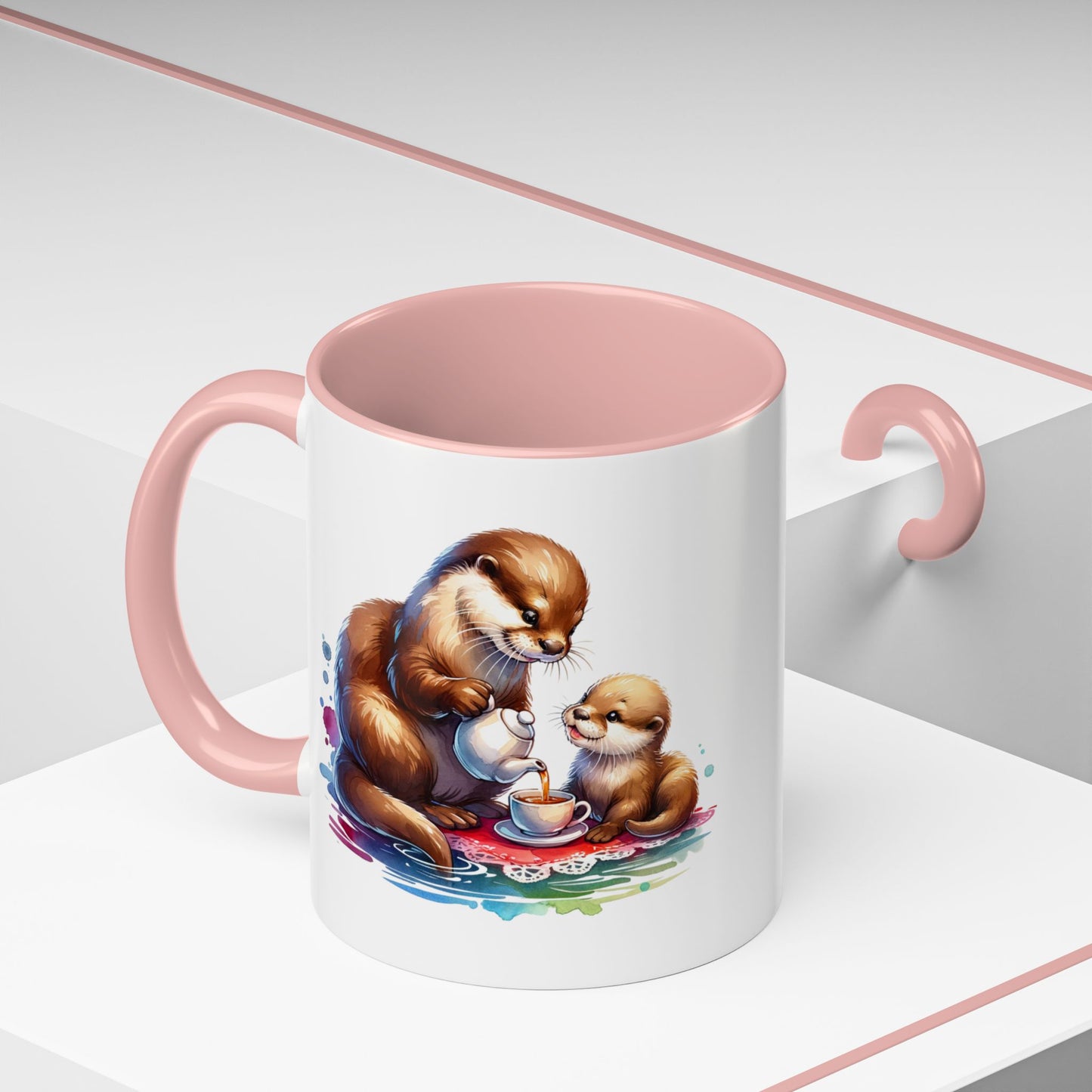 Cute Otter Family Coffee Mug | Animal Lover Gift, Holiday Mug, Tea Cup, Kid's Birthday, Home Decor