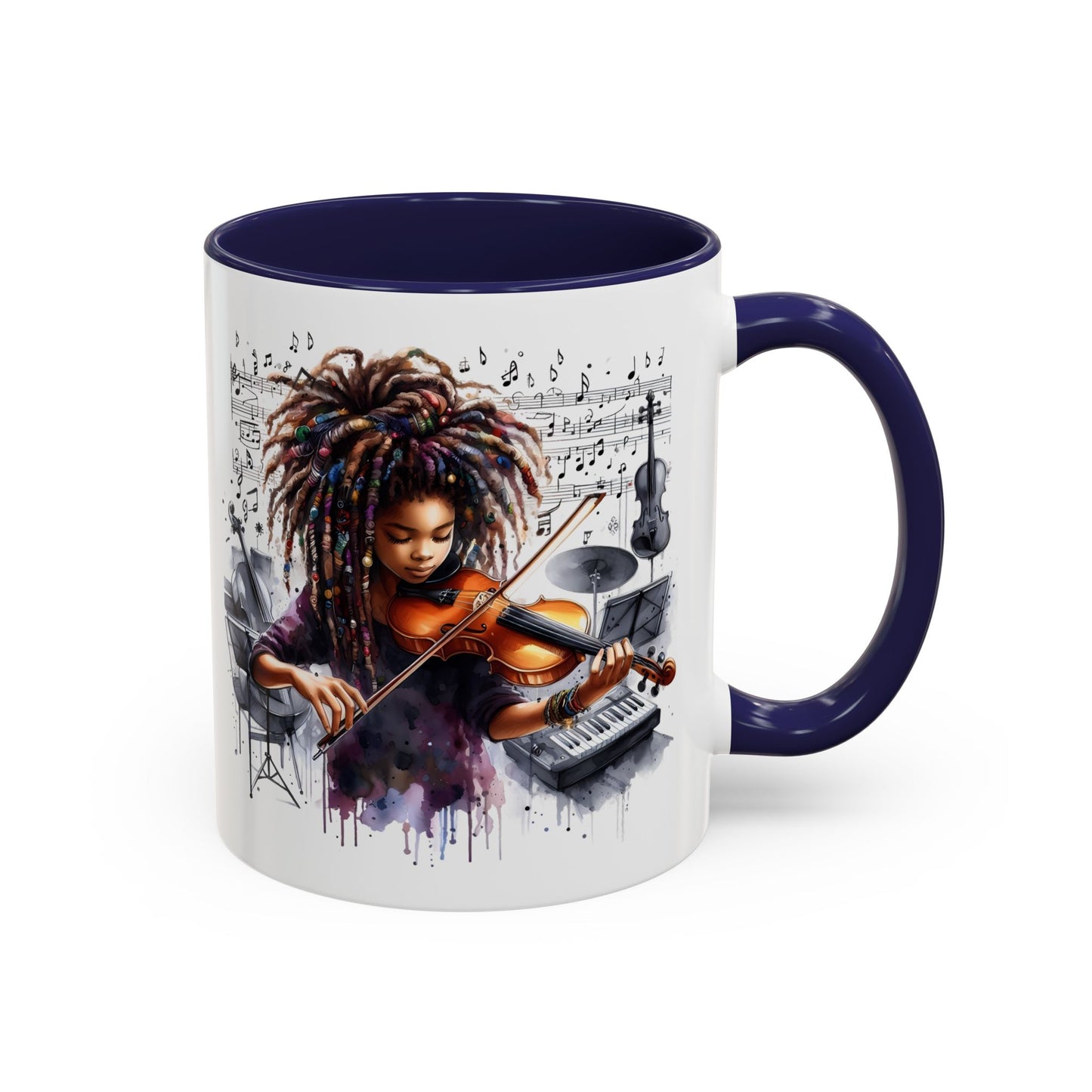 Musical Accent Coffee Mug, Music Lover Gift, Black and White Mug, Jazz Theme Mug, Artist Appreciation