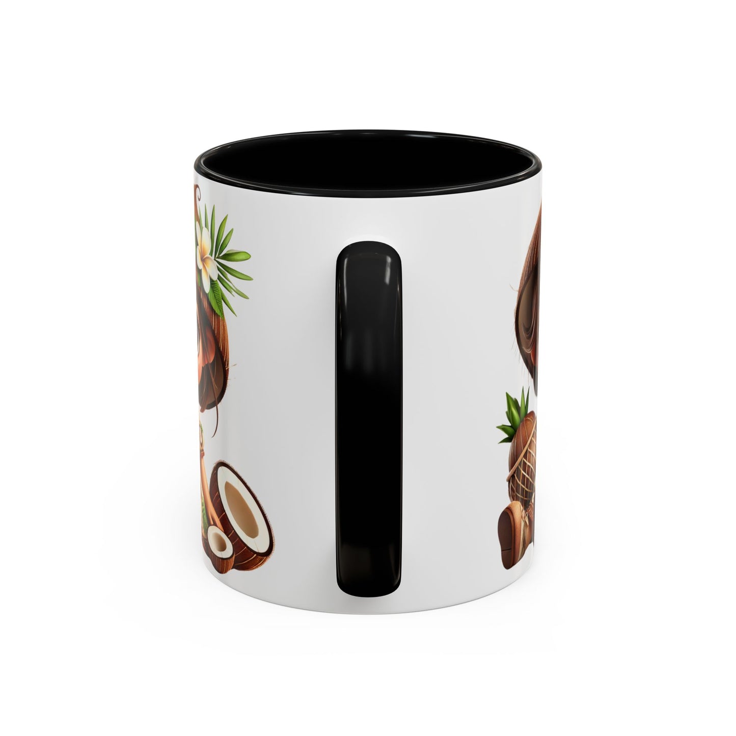 Tropical Kid's Accent Coffee Mug - Cute Animated Design with Pineapple & Coconut