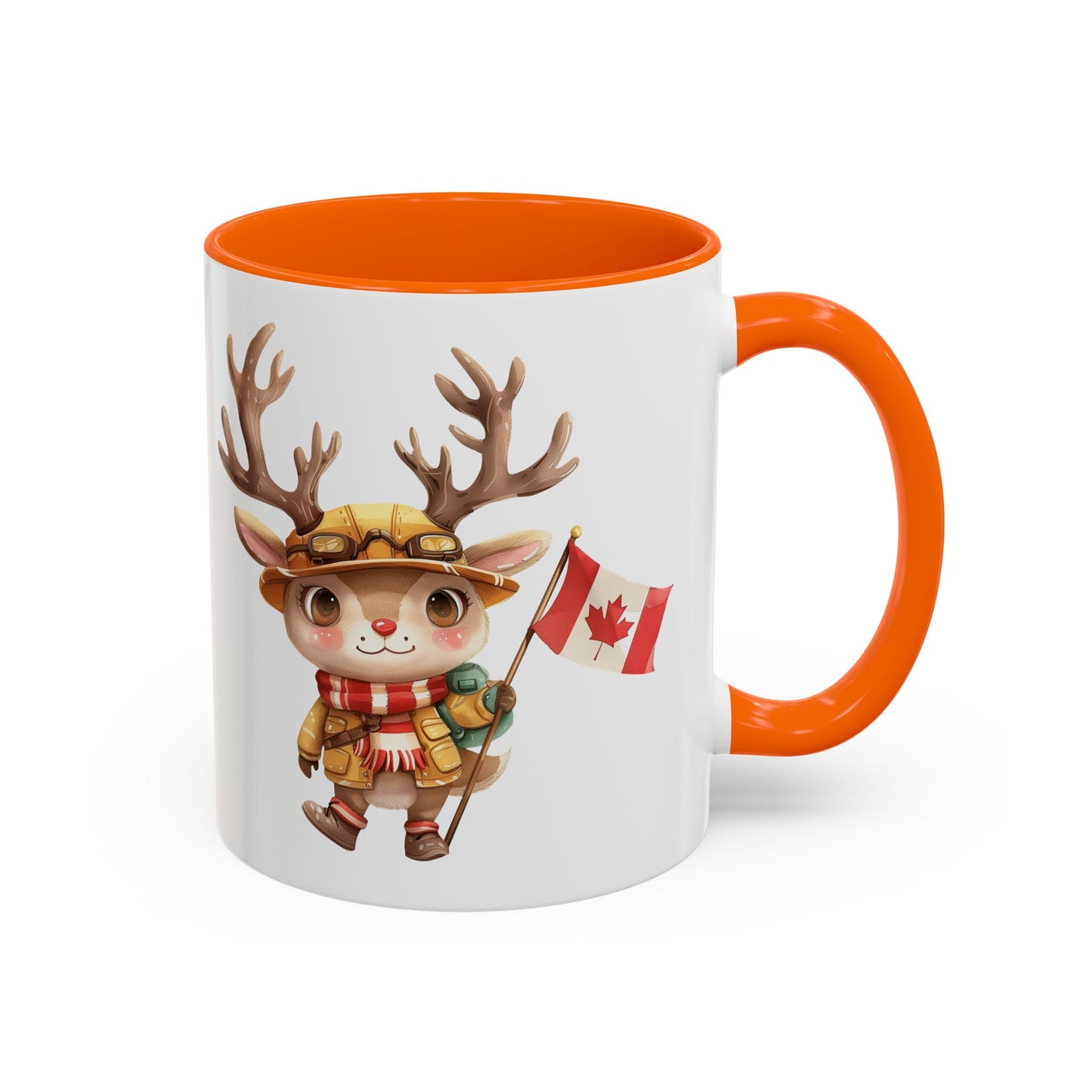 Cute Canadian Reindeer Mug, Accent Coffee Cup for Animal Lovers, Holiday Gift, Cute Kitchen Decor, Seasonal Drinkware