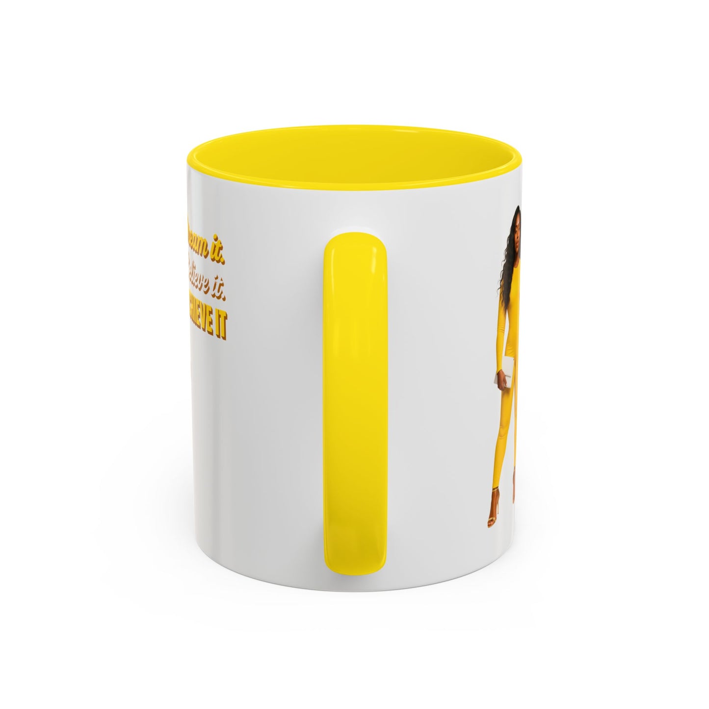 Inspiring Accent Coffee Mug - Dream It, Believe It, Achieve It, Motivational Gift, Coffee Lovers, Home Office Decor