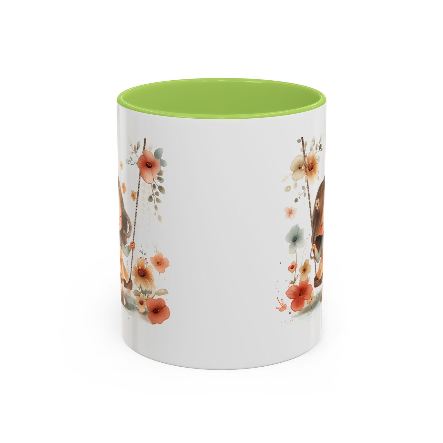 Floral Swing Coffee Mug - Whimsical Flower Design, Cute Gift for Tea Lovers, Boho Kitchen Decor, Birthday, Mother's Day