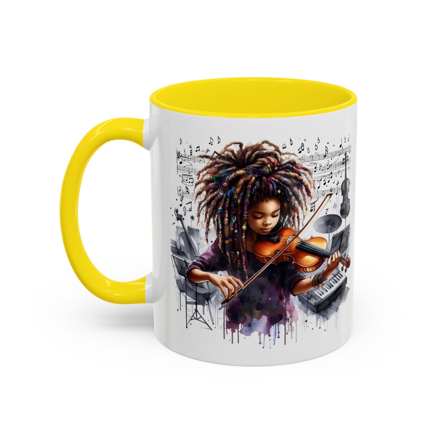 Musical Accent Coffee Mug, Music Lover Gift, Black and White Mug, Jazz Theme Mug, Artist Appreciation