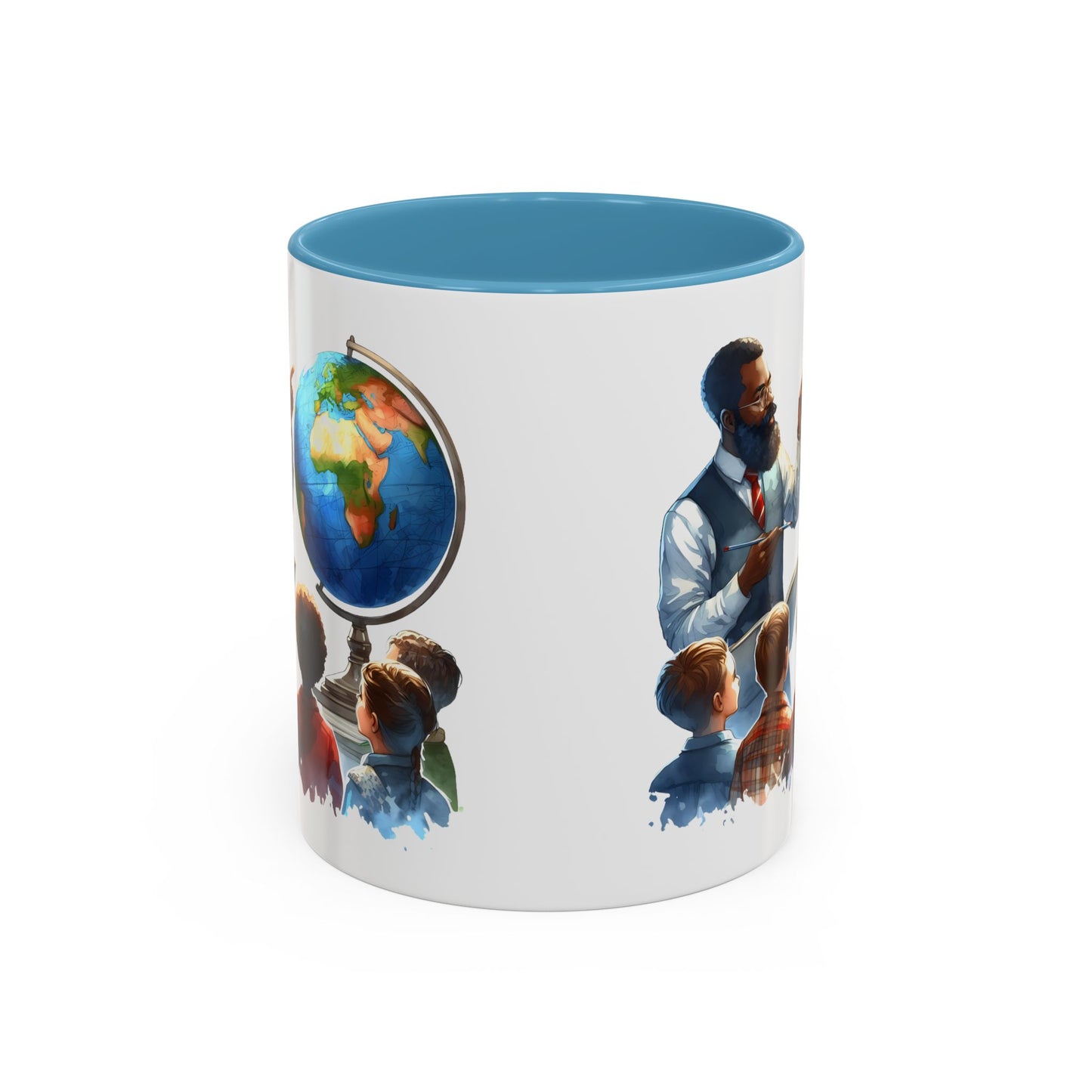 World Teacher Accent Coffee Mug - Inspiring Gift for Educators, Classroom Decor, Study Sessions, Teacher Appreciation, Travel Enthusiasts