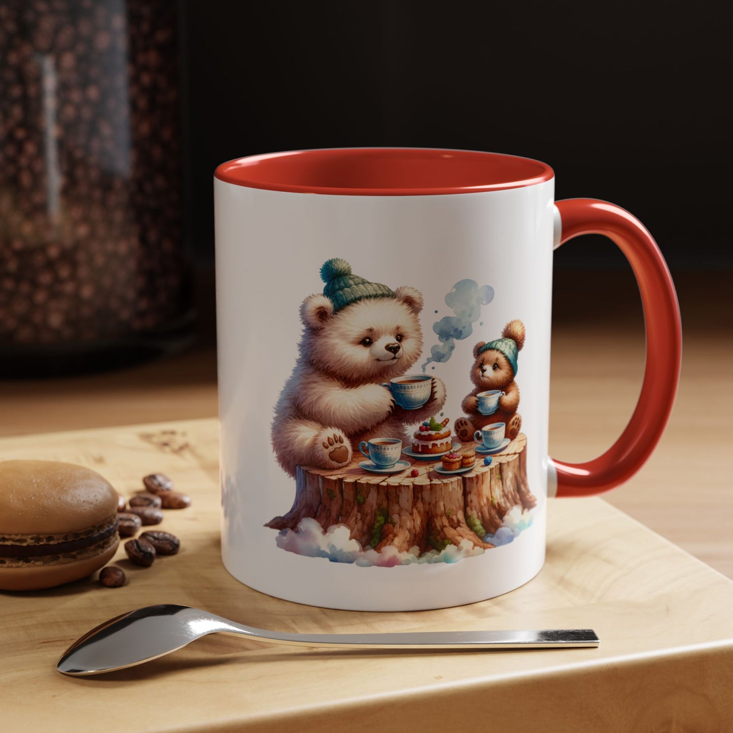 Whimsical Bear Tea Party Mug | Cute Animal Lover Coffee Cup, Gift for Kids, Nursery Decor, Birthday, Holiday Essentials