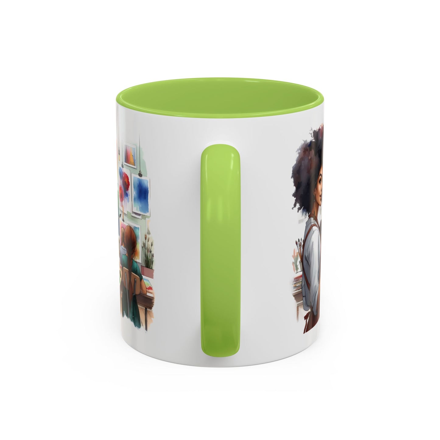 Artistic Creative Coffee Mug for Artists, Unique Mug Gift, Black Handle Ceramic Cup, Inspirational Art Lover Drinkware, Paint Palette Design