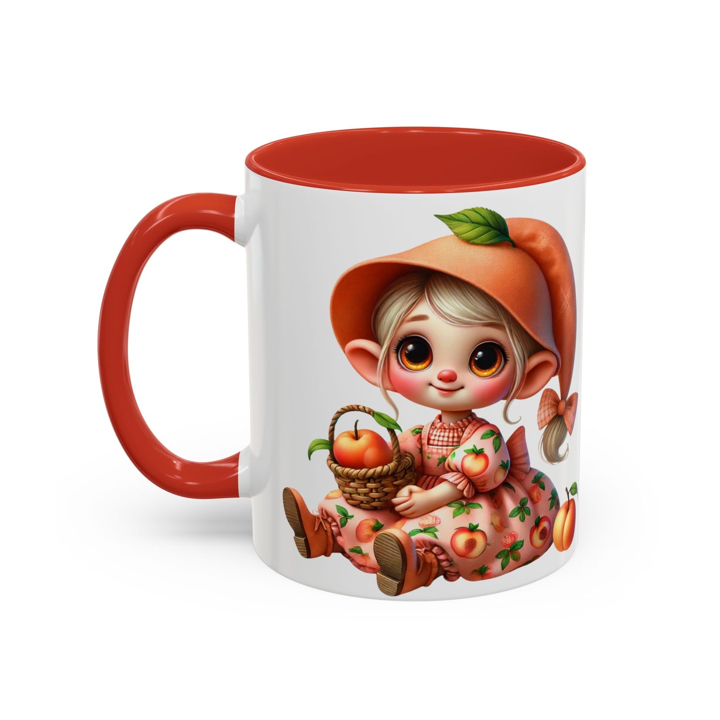 Cute Peach Character Accent Coffee Mug - 11 & 15oz